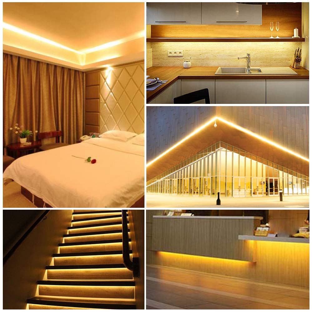 Btf-Lighting Fcob Cob Led Strip 8W/M 16.4Ft Dc24V Warm White 3000K Flexible High Density Uniform Light Cri 90+ 8Mm Width Led Ribbon Black Pcb For Indoor Decor(No Adapter Or Controller)