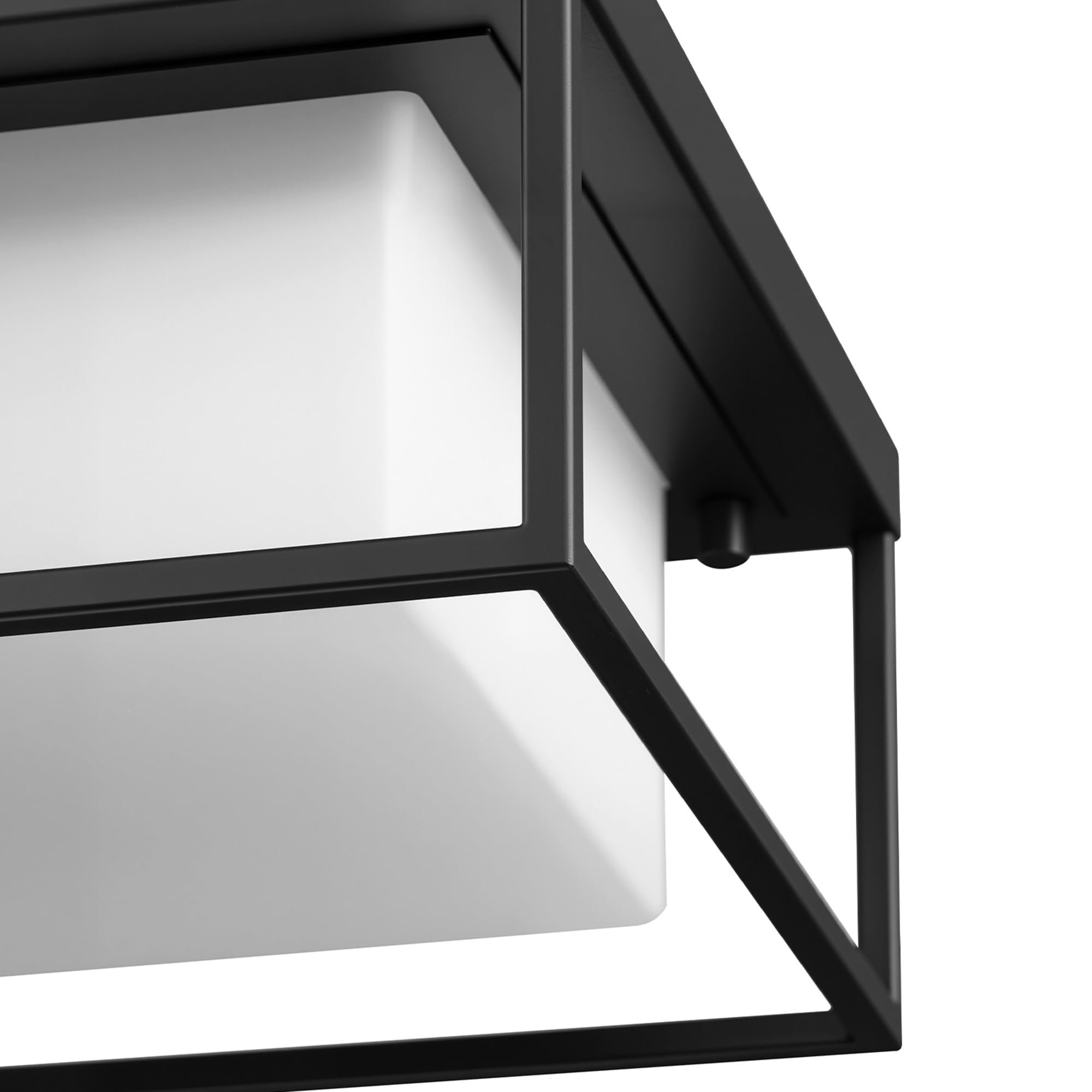 GLOBE Electric 60000164 1-Light Outdoor Flush Mount, Matte Black, Frosted Glass