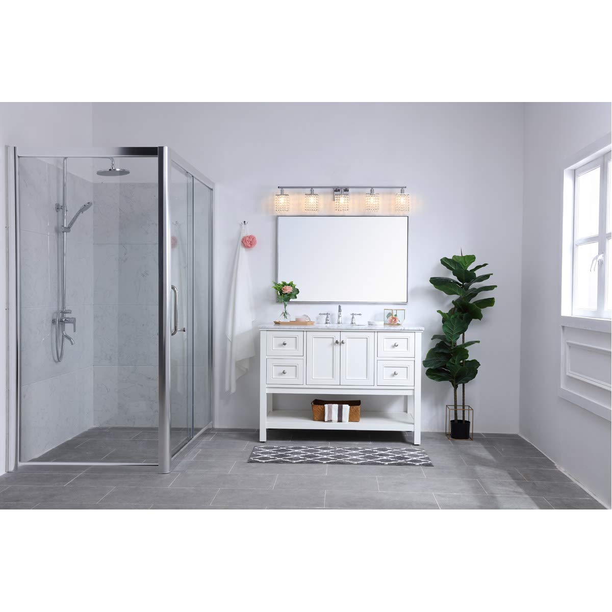 Elegant Lighting Living District Phineas 5 Light Chrome and Clear Crystals Wall Sconce