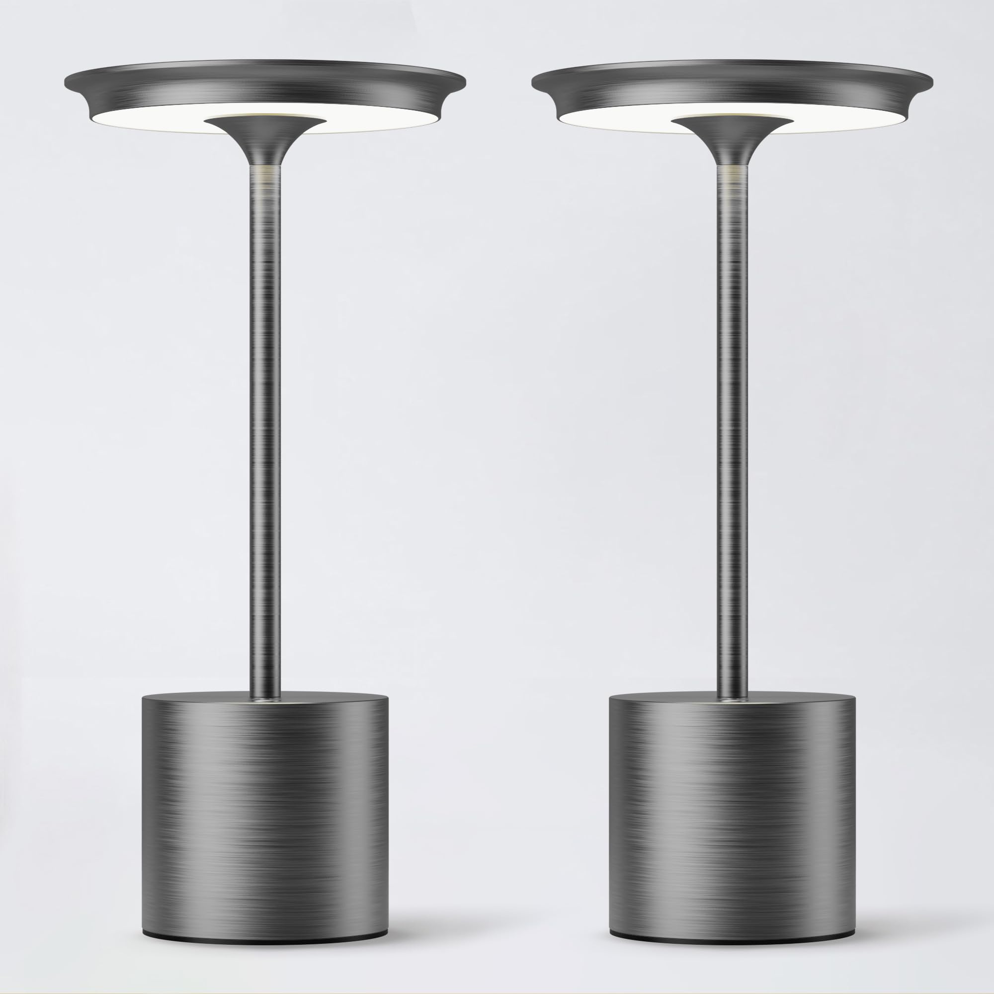 Sikevht Cordless Table Lamp - Portable Rechargeable 6000mAh, 3 Color Stepless Dimming, LED Light, Gray, Model S823, 2Pack