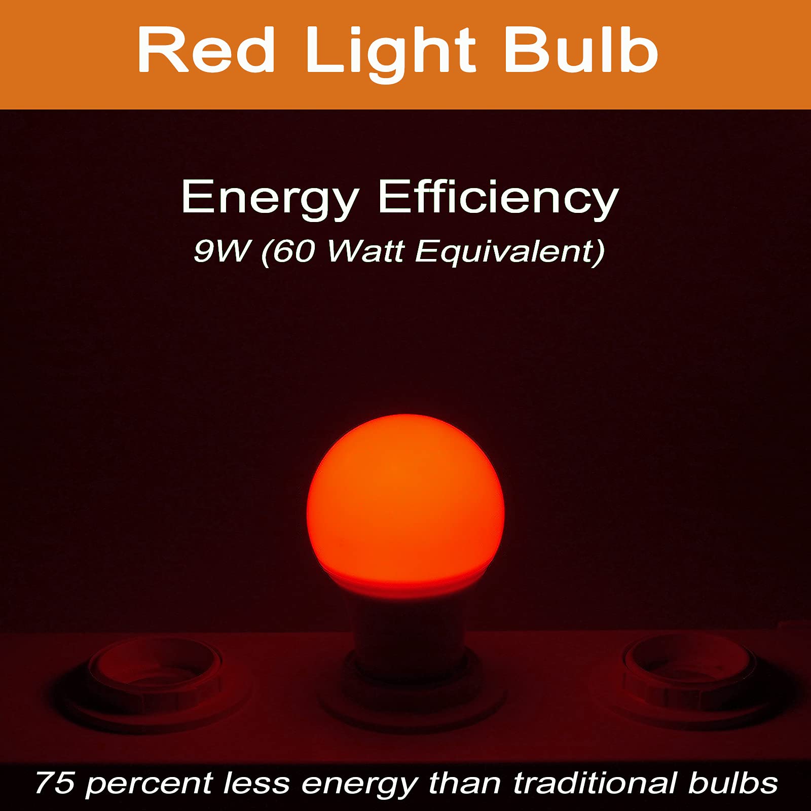 Greenic Red Light Bulbs 9W (60 Watt Equivalent), 120V E26 Base A19 Red Led Lights For Bedroom, Porch, Holiday, Party, Valentine'