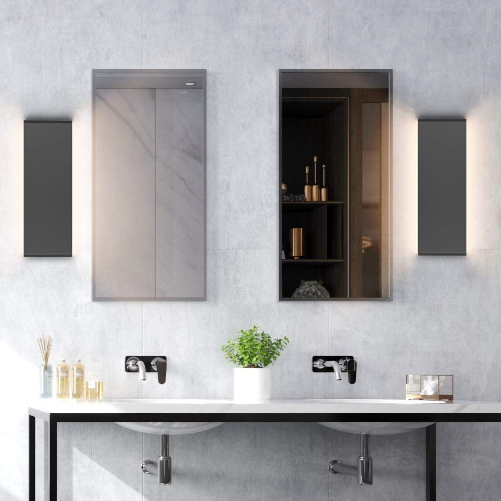 Aipsun 15.8in Matte Black Modern Vanity Light Up and Down LED Vanity Light for Bathroom Wall Lighting Fixtures (Warm Light 3000K