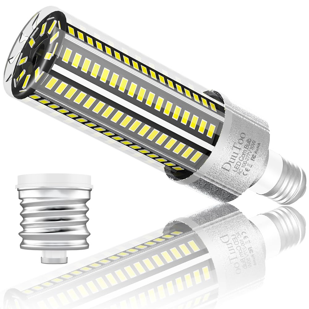 DuuToo 50W Super Bright E26 LED Corn Light Bulb 6000K Daylight Lamp 400Watts Equivalent 6348Lumens E39 Large Mogul Base LED Bulbs 110V Commercial Area Lighting for Factory Courtyard Storage Room Barns