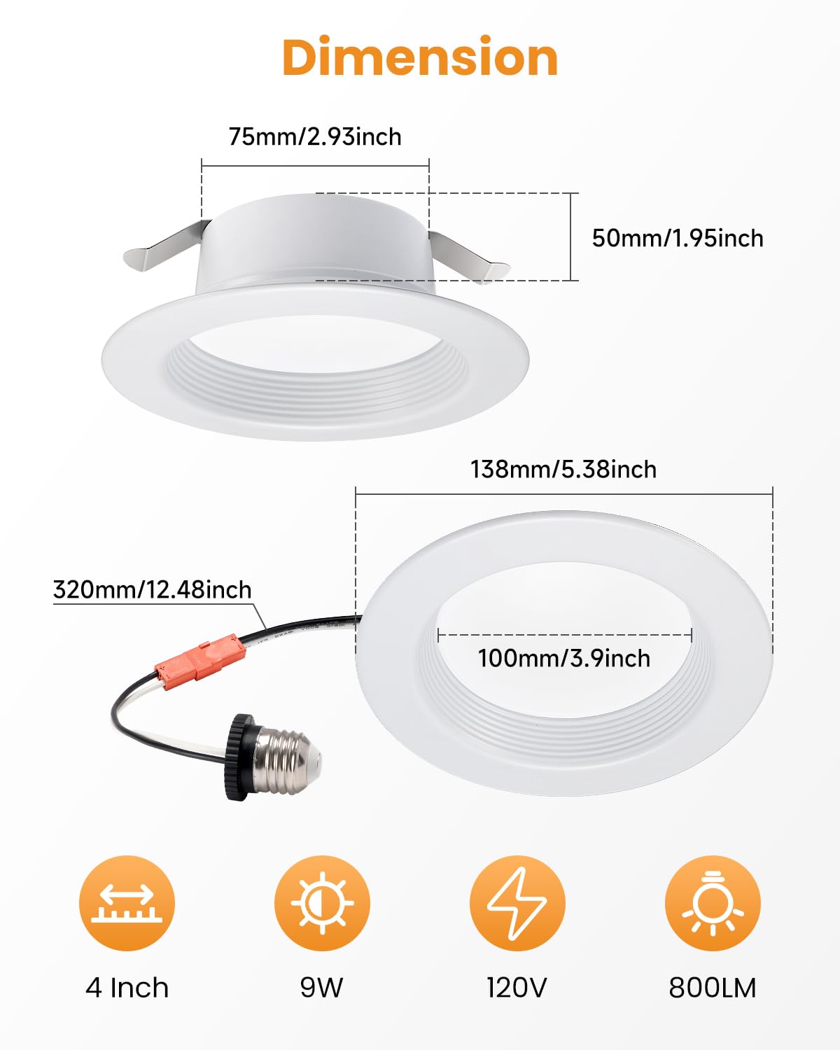 Wembanma 4 Inch Led Can Lights - Retrofit Recessed Lighting  5Cct Recessed Lighting Selectable 2700K-6000K Dimmable  9W 800Lm Can Light With Metal Smooth Baffle Trim  4Inch 12P Brushed Nickel