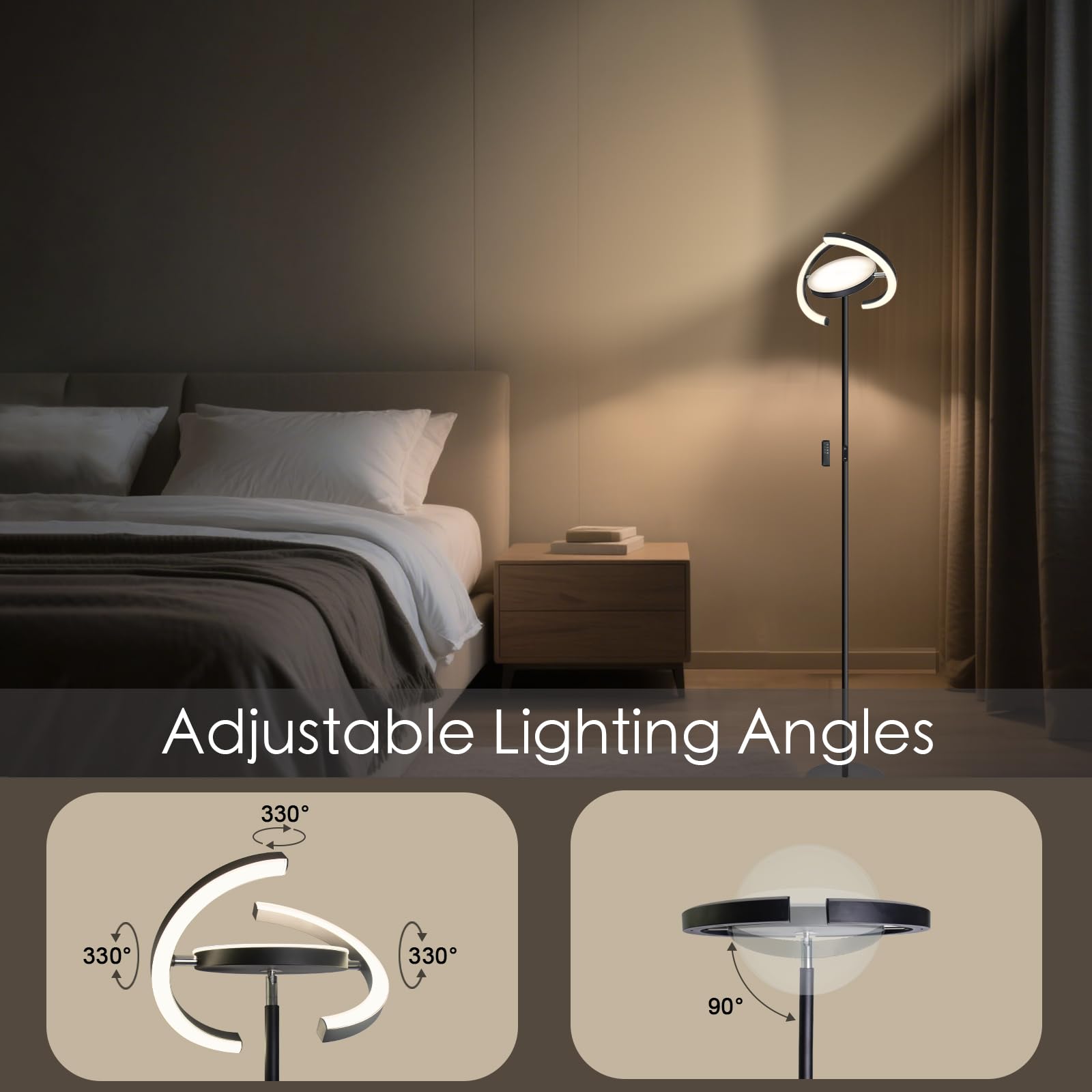 Floor Lamp-42W/4200LM Super Bright Floor Lamp,Dimmable 2-in-1 LED Standing Lamp with Reading Light,69 Tall Standing Lamp with Re