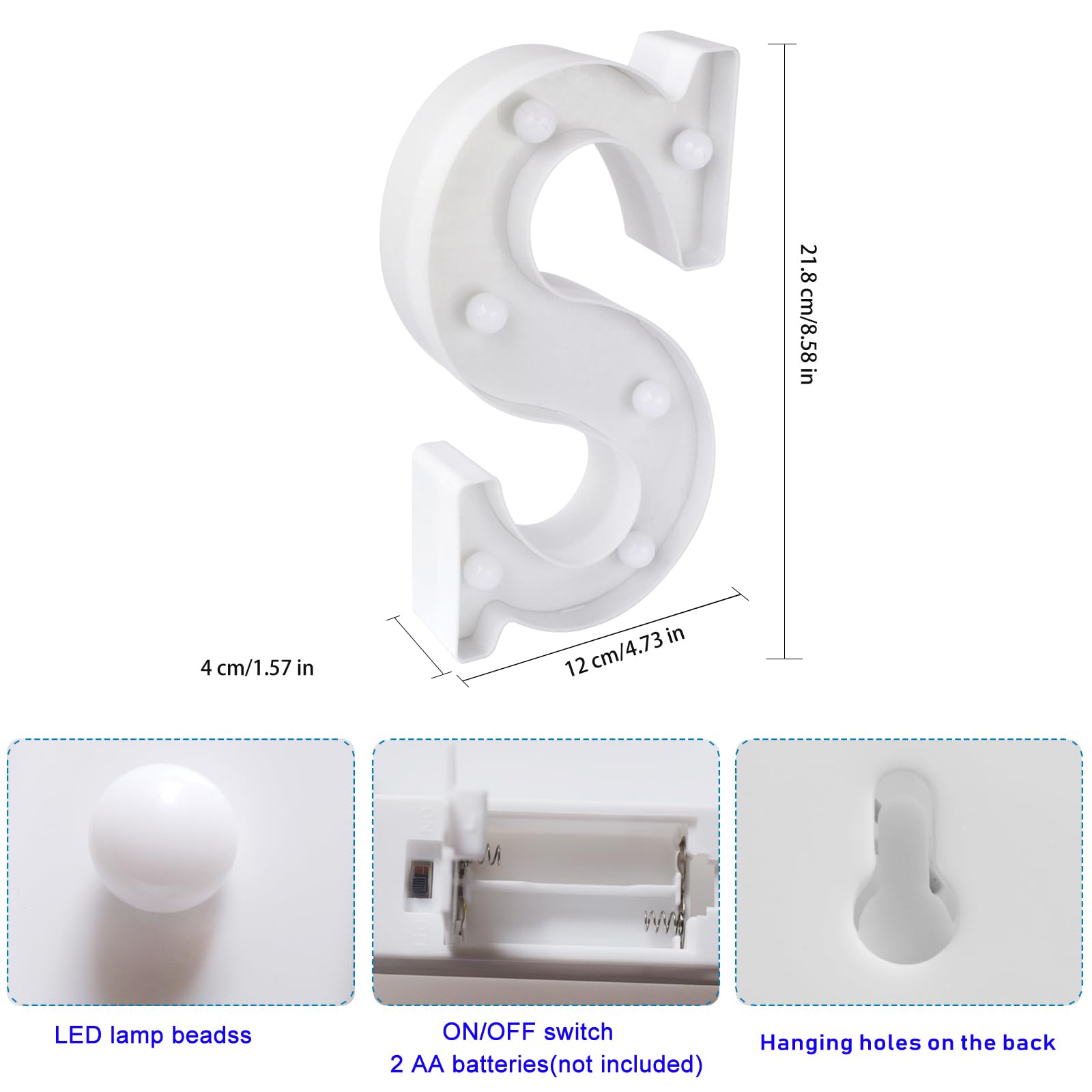 Glintee LED Letter Lights, Battery Powered Marquee Light Up Letter Signs Remote Control Color Changing for Wall, Bedroom, Teen G