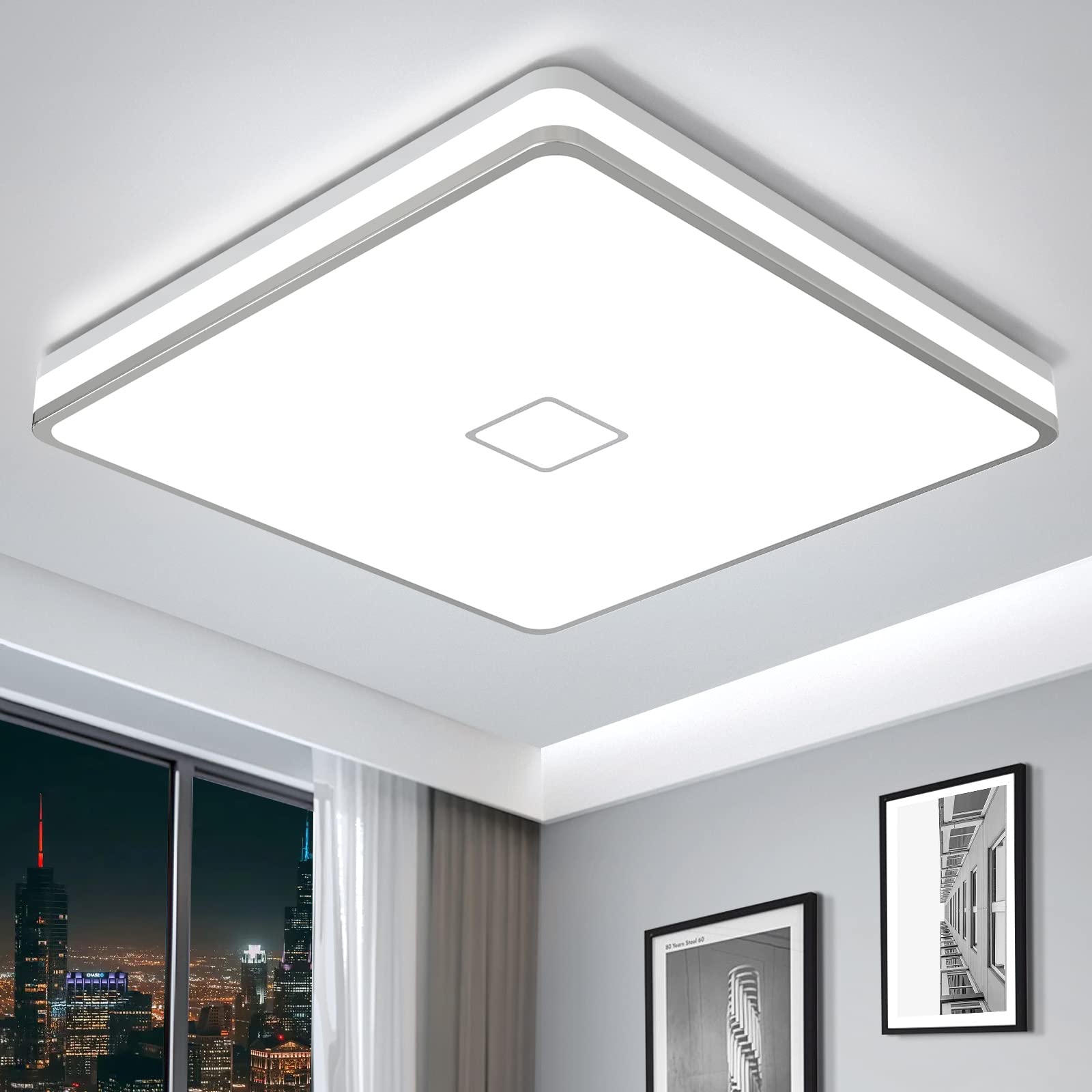 Airand LED Ceiling Light Fixture 24W 5000K Waterproof 12.8in Square Daylight White Model A6005