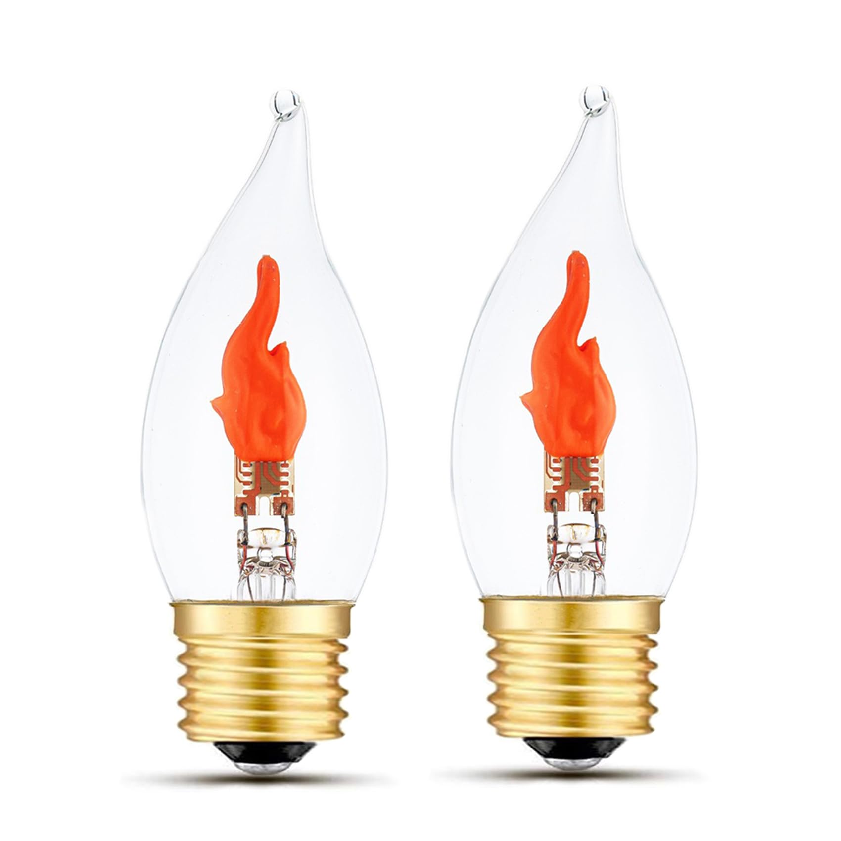 Sunaiony Flickering Light Bulbs E26 Flame Bulb, Led Fire Effect Flickering Small Flame Candle Light Bulbs For Christmas Hallowee