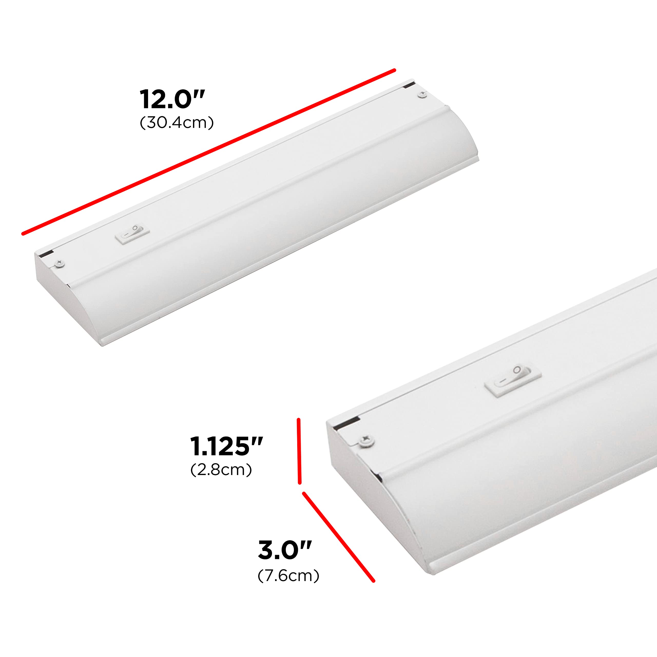 Ultrapro 12&quot; Hardwired Under Cabinet Lights, 2700K Warm White, Kitchen Lighting, White Plastic