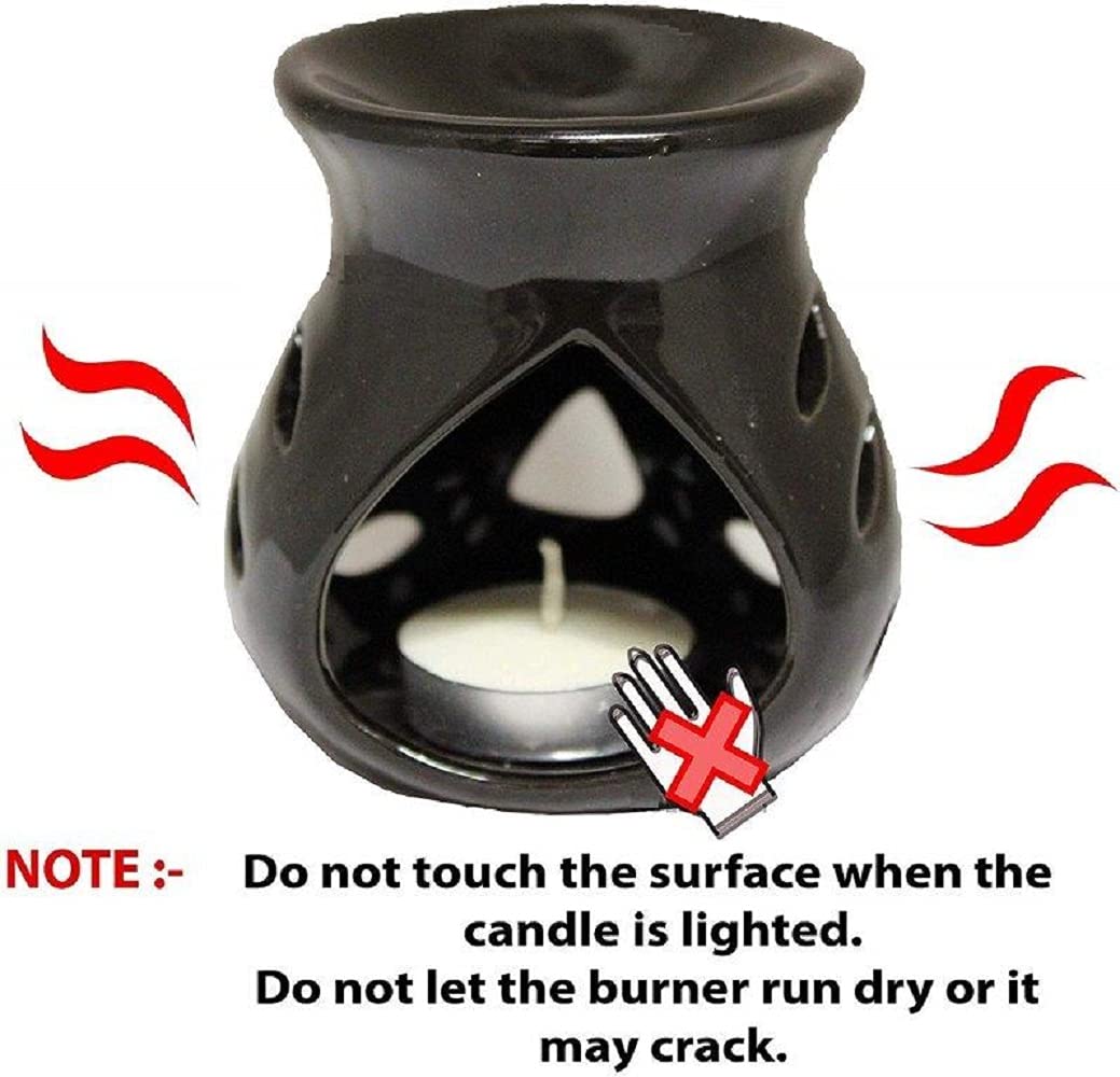 Mkd2 Rise Ceramic Candle Aroma Diffuser Oil Burner Lamp -Set of 6 (Black) for Home Fragrance