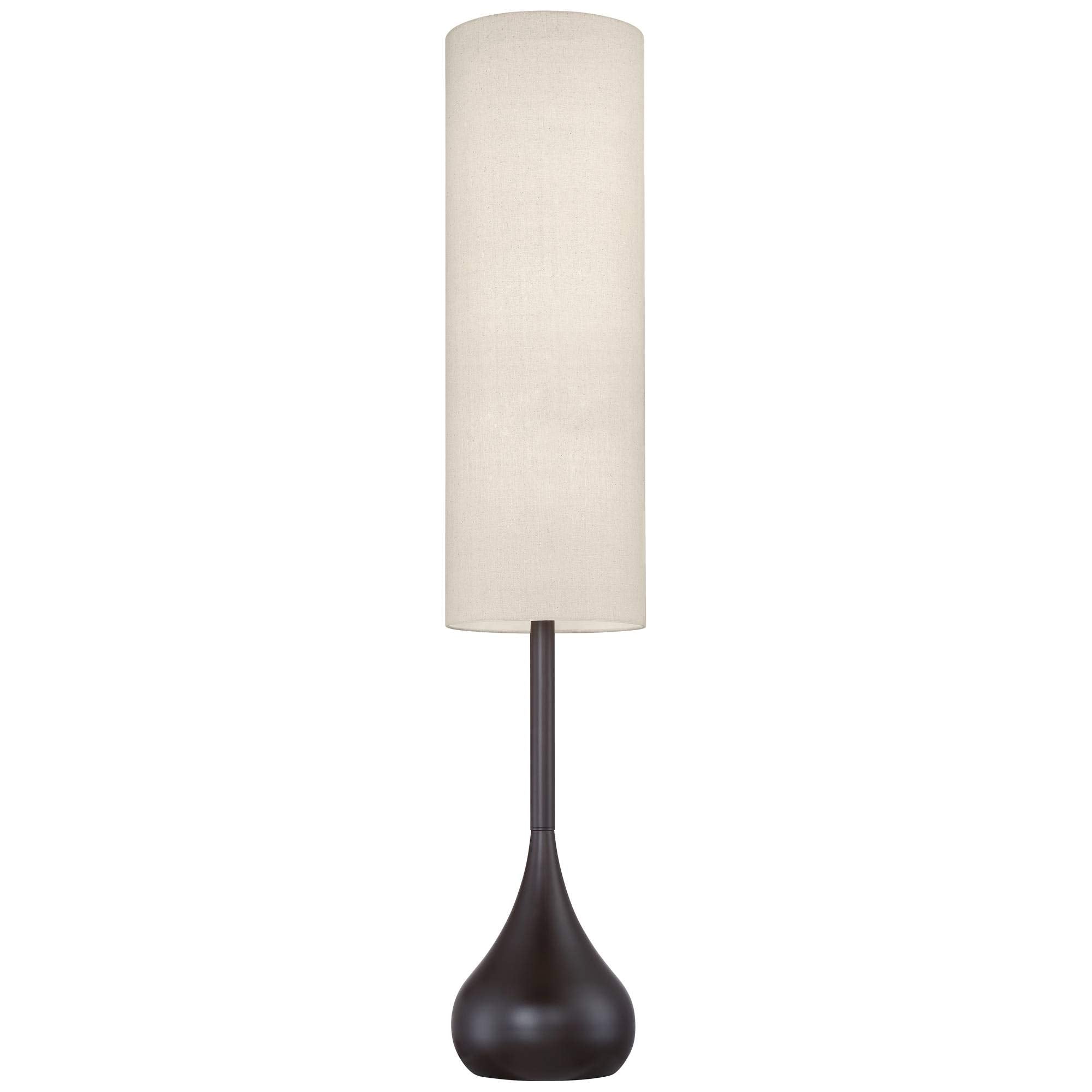 Possini Euro Design Mid Century Modern Floor Lamp 62" Tall Dark Bronze with Off-White Shade for Living Room or Bedroom Decor