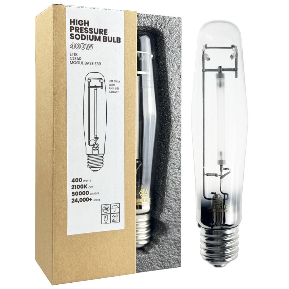 Gruotvszak Lu400/Mog 400 Watt High Pressure Sodium Light Bulb, Mogul Base (E39), Ansi Code S51, 50000 Lumen, 24000 Life Hours, E