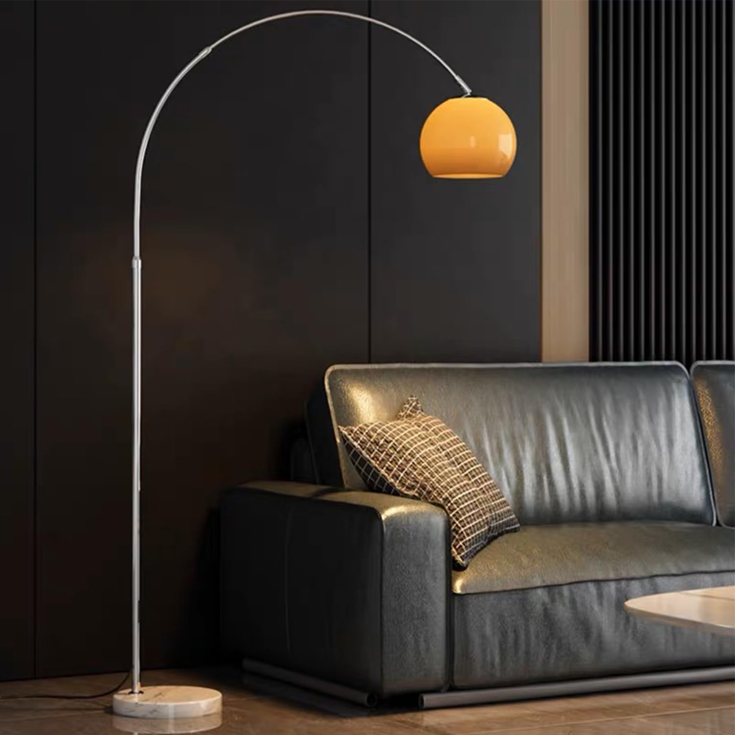 LightInTheBox Modern LED Arc Floor Lamp Silver Floor Lamp Glass Shade Standing Lamp with Marble Base Floor Light for Living Room