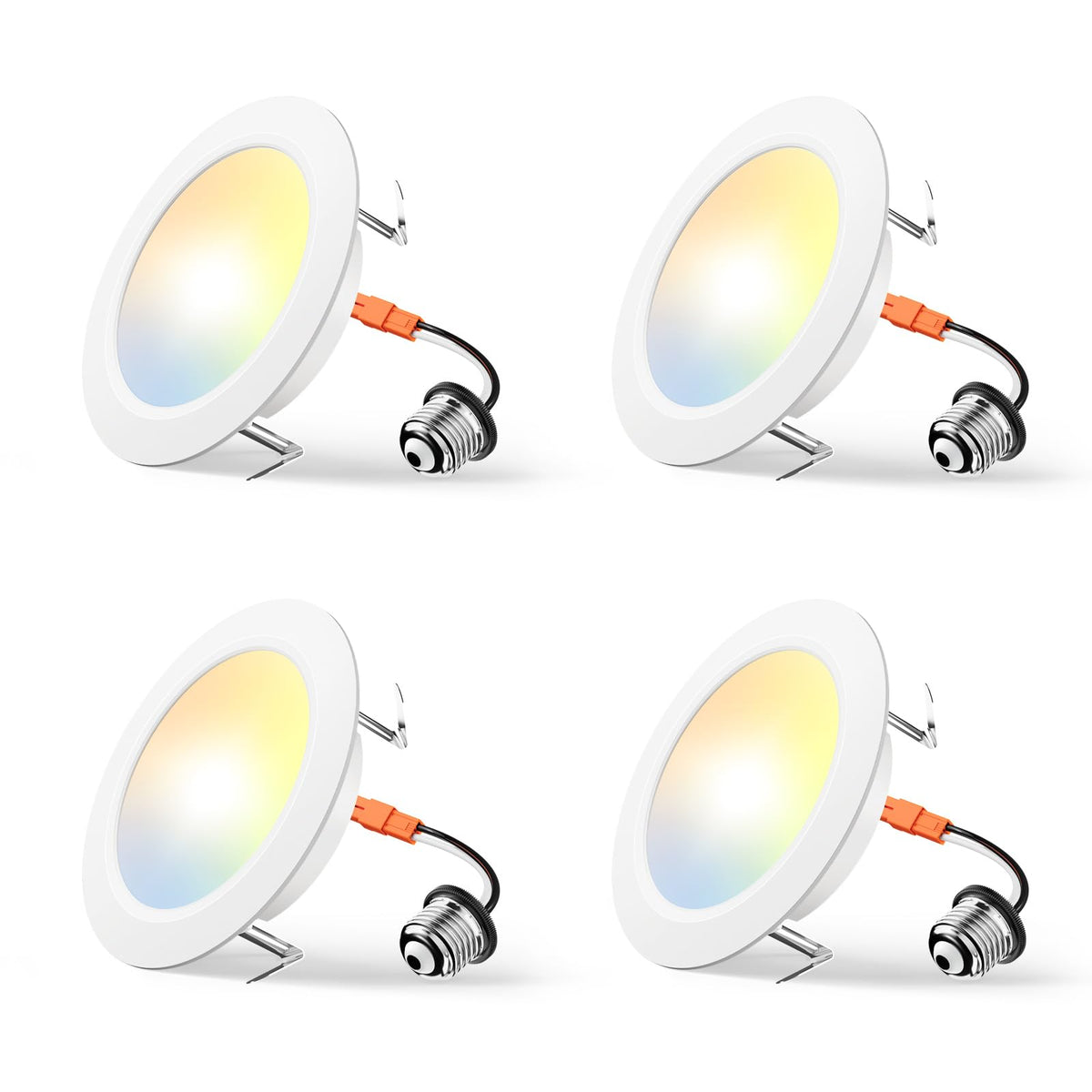 Amico Recessed Lighting 4 Inch, 4 Pack 5CCT Flat LED Can Lights, 2700K ...