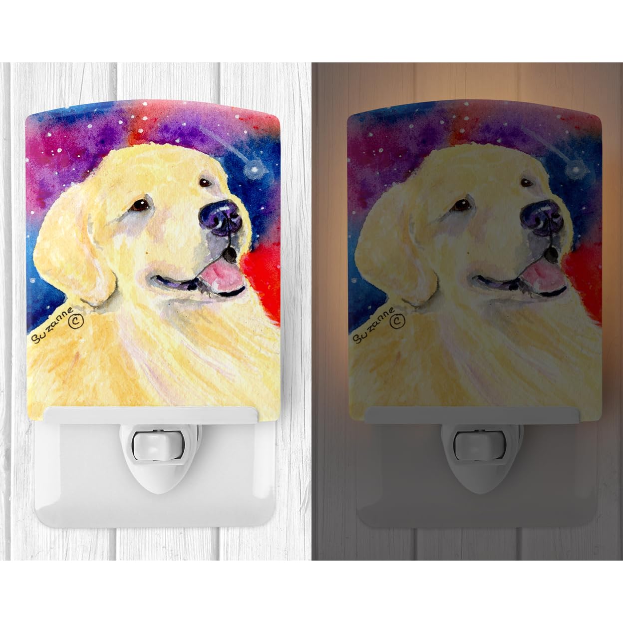 Caroline'S Treasures Ss8753Cnl Golden Retriever Ceramic Night Light Compact, Ul-Certified, Ideal For Bedroom, Bathroom, Nursery, Hallway, Kitchen, 6X4X3, Multicolor