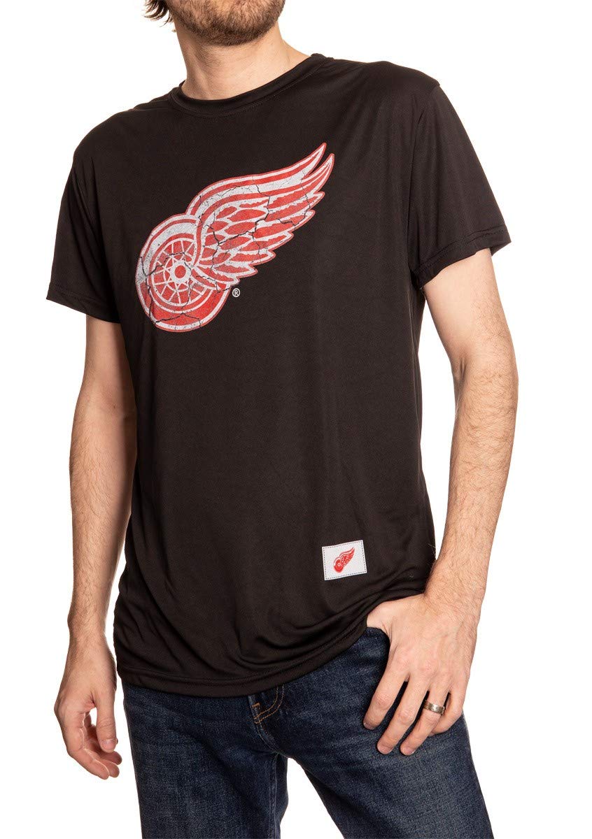 Nhl Mens Loose Fit Performance Rashguard Wicking Short Sleeve Shirt (Detroit Red Wings, Xx-Large)