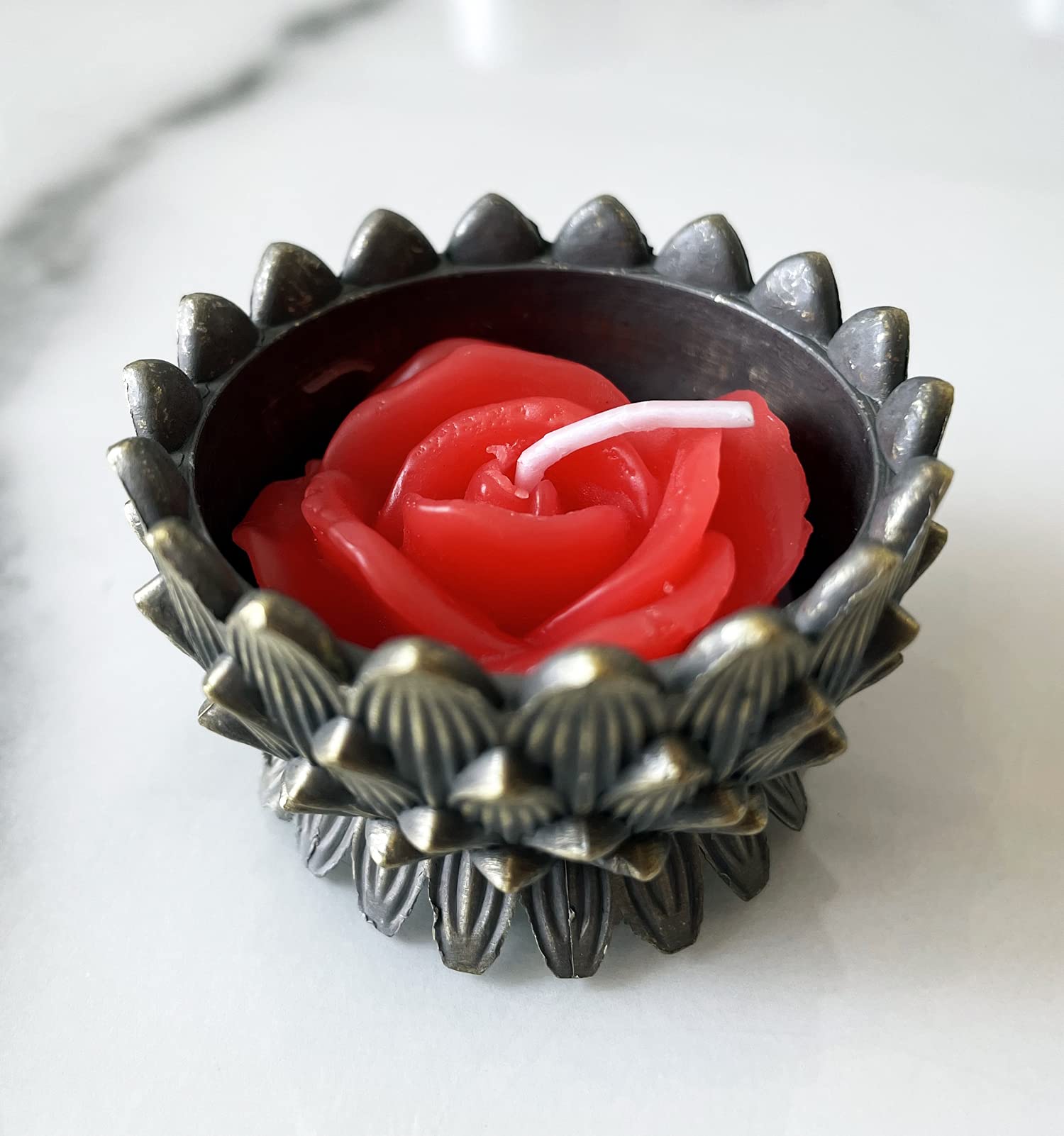 Rose Tealight Candles,12 Pieces Handmade Delicate Flower Candles With 100Pcs Silk Rose Petals,Mini Candle Discs For Weddings,Ann