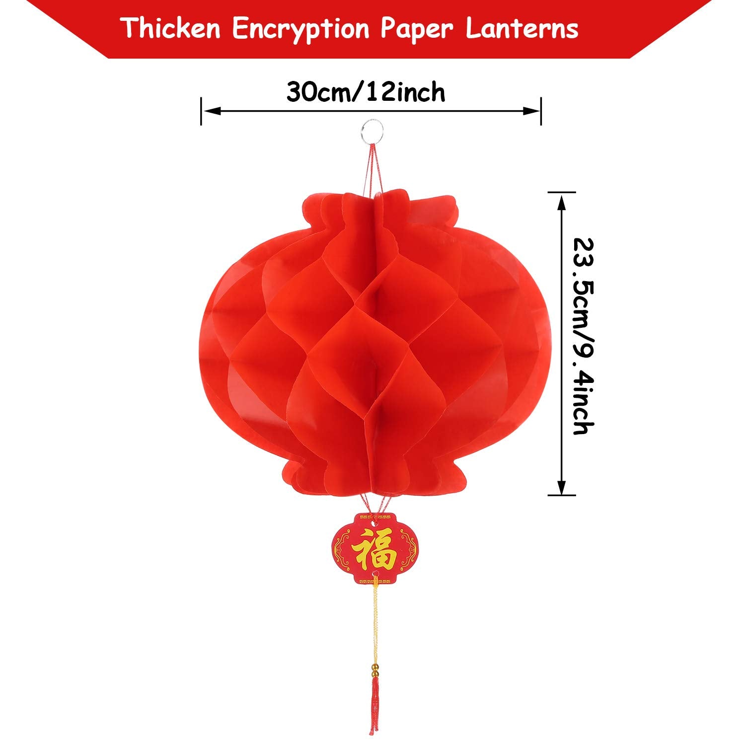 Bememo Red Paper Lanterns, 20 Pieces, 12 Inch, Plastic, Chinese New Year Decorations for Spring Festival, Weddings, and Restaurants