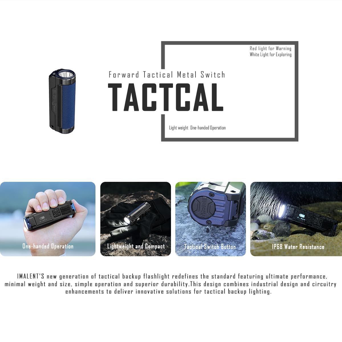 Imalent Bl70 Small Edc Flashlight 6000 Lumens With Red Beam And White Light, Dual Light Source Portable Pocket Light Powered By