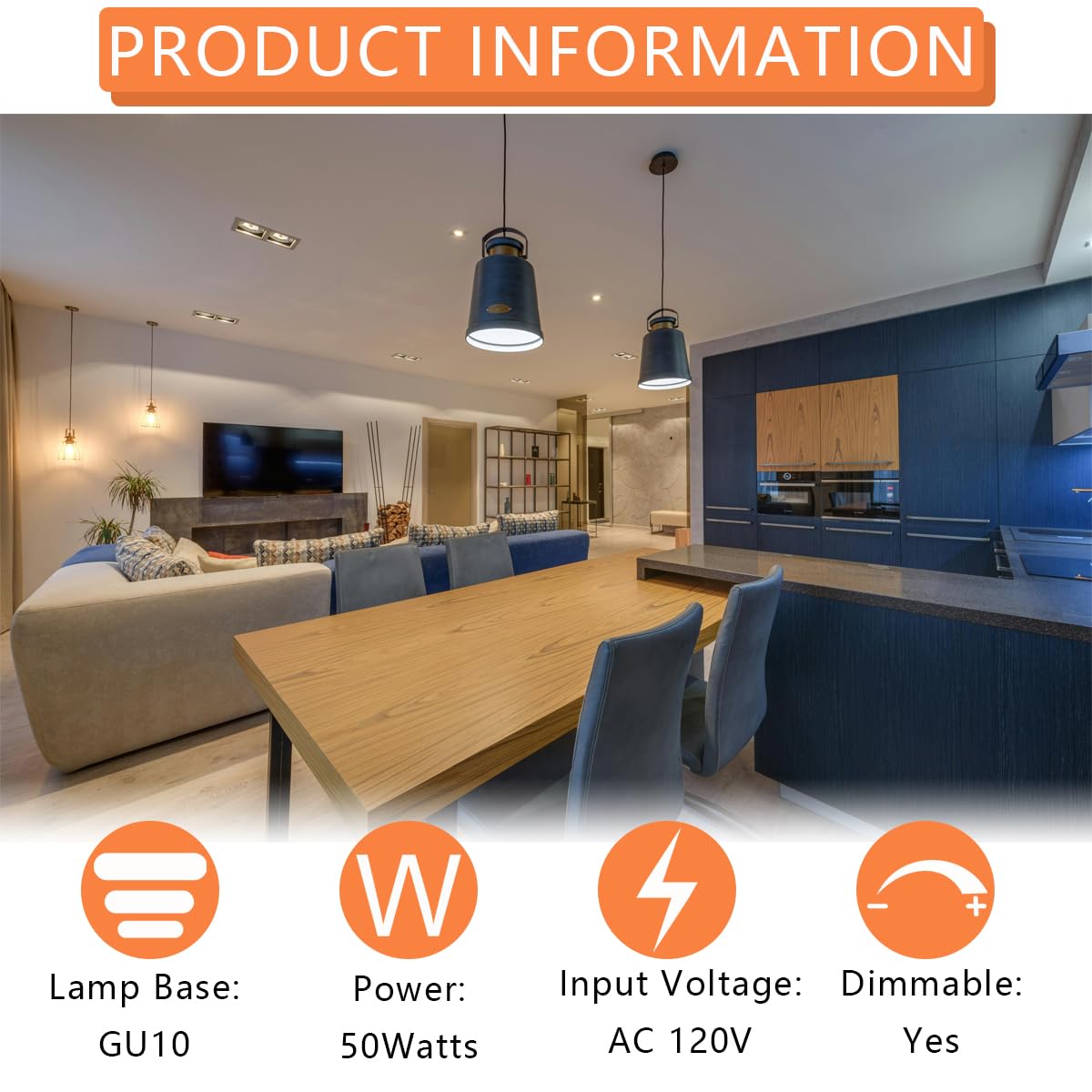 Bogao GU10 Halogen Bulbs 50W Dimmable 2800K Warm White Pack of 6 for Track and Range Hood Lighting