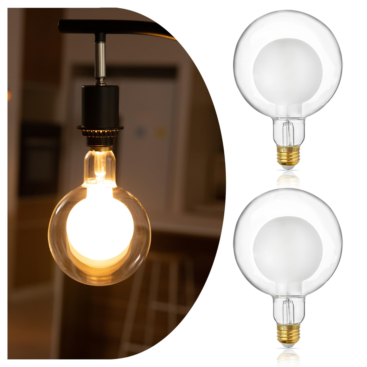 Alampever Large Globe Led Light Bulbs, Decorative Dimmable Led With 7W Equivalent To 40W Light Bulbs, 2700K Soft White, E26 Base