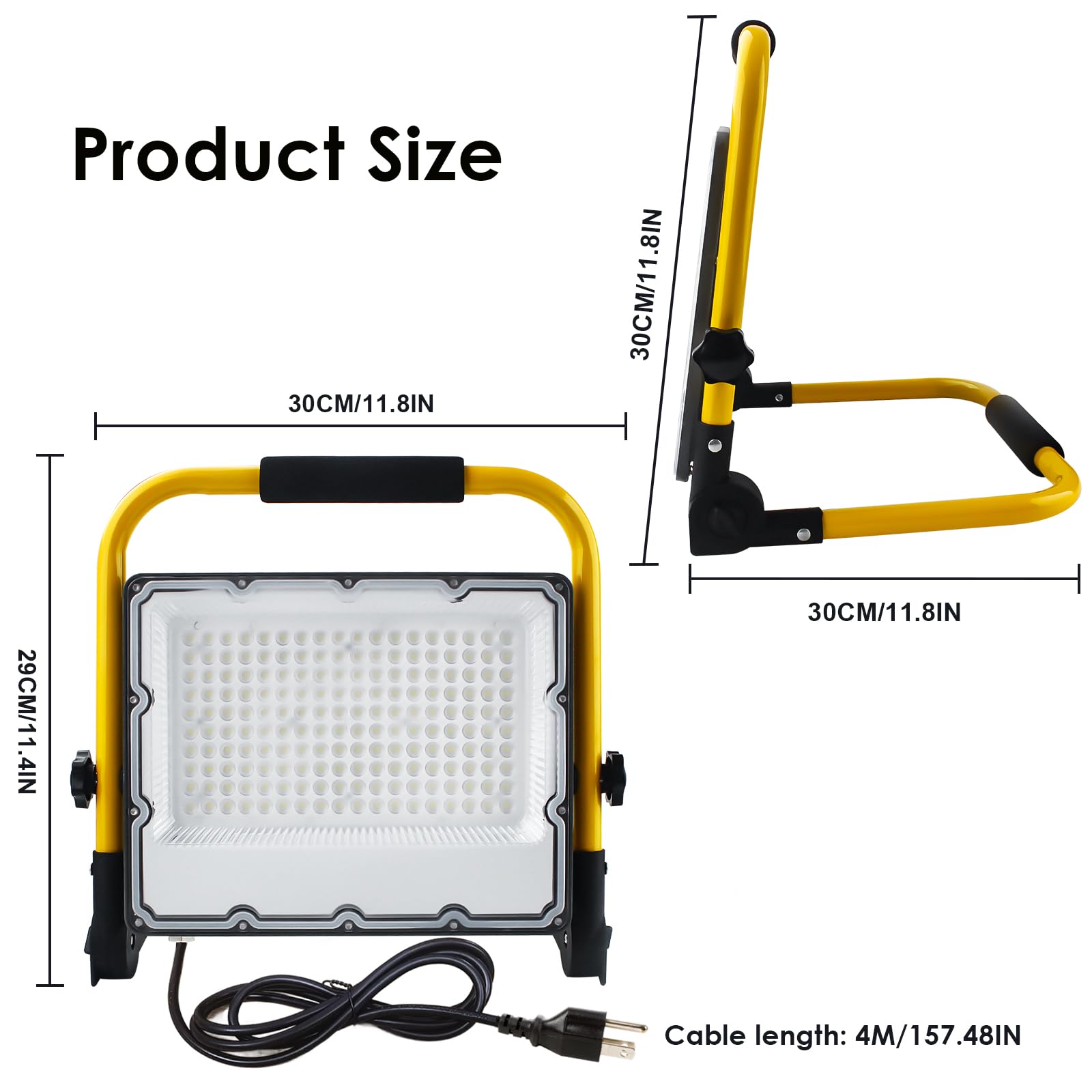 Ouside 150W Led Work Light, 15000Lm Construction Light With 157.5 In Cable, 1000W Equivalent 6500K Portable Adjustable Working Lights With Stand, Ip66 Waterproof Job Site Light For Construction Site