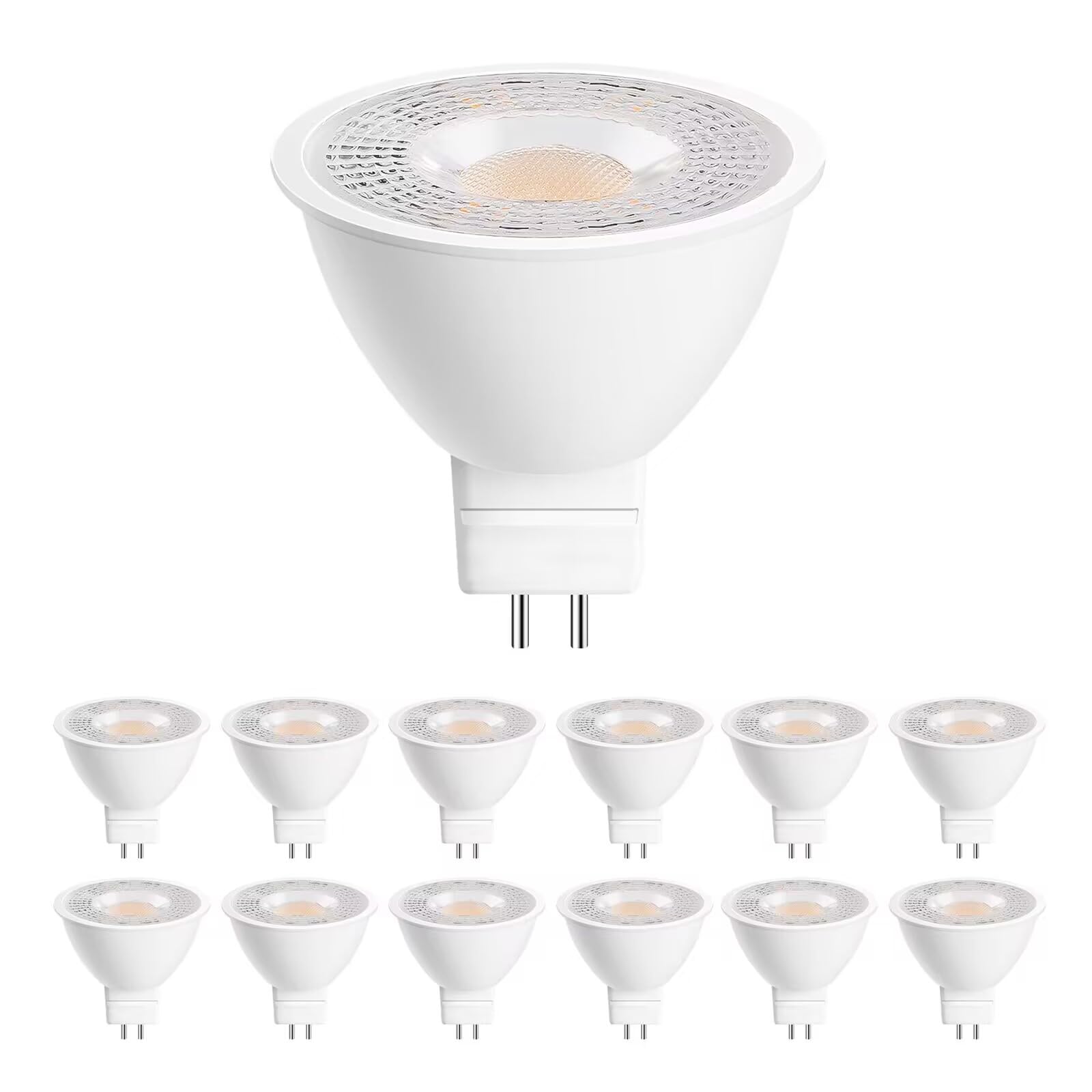 Geplad 12 Pack Mr16 Led Bulb 50W Halogen Equivalent, 5W 2700K Warm White, 450 Lumens,Gu5.3 Bi-Pin Base, 38 Degree Spot Lighting