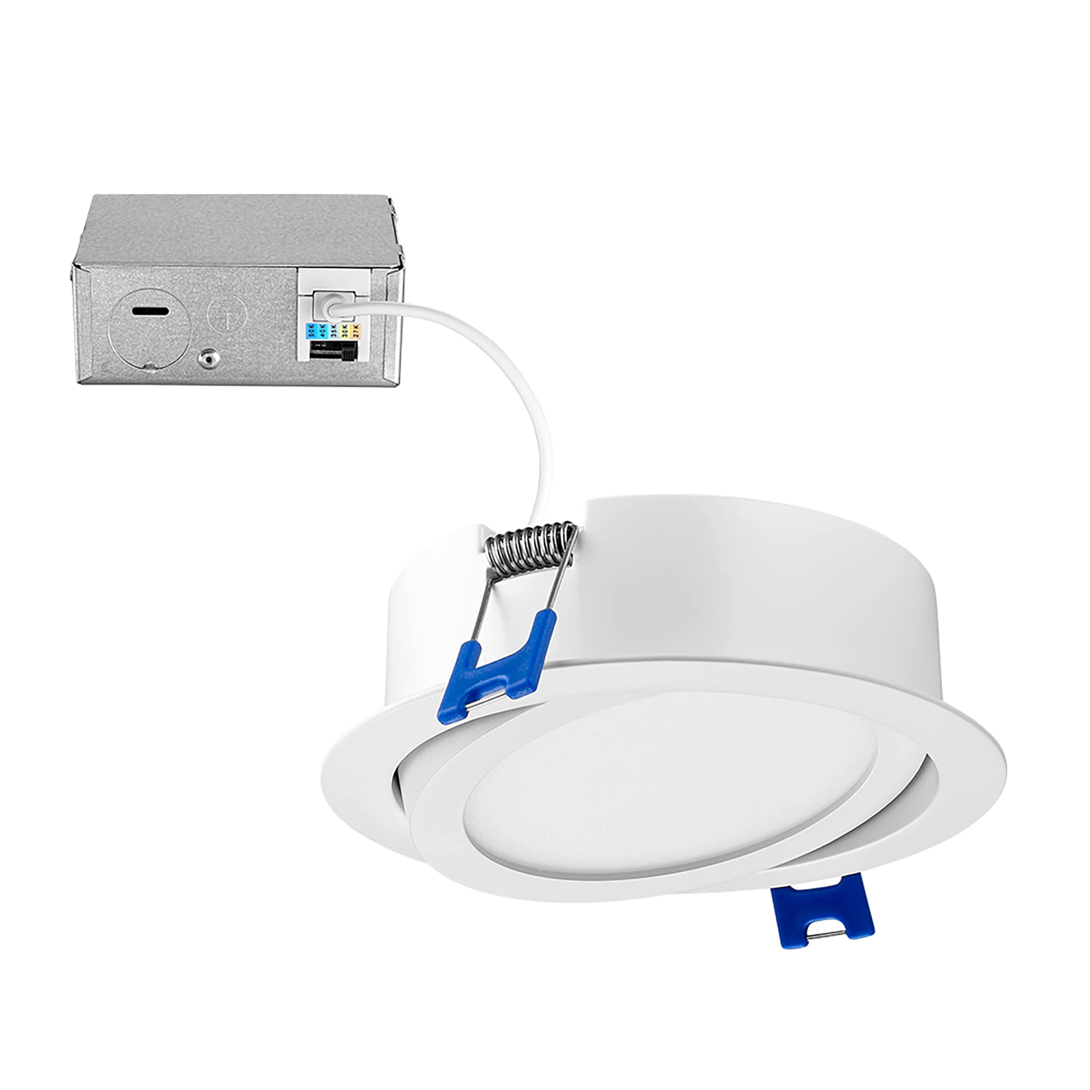 Maxxima 4 in. 5 CCT Ultra-Thin Recessed LED Gimbal Downlight 700 Lumens, Color Selectable 2700K-5000K (2700K/3000K/3500K/4000K/5