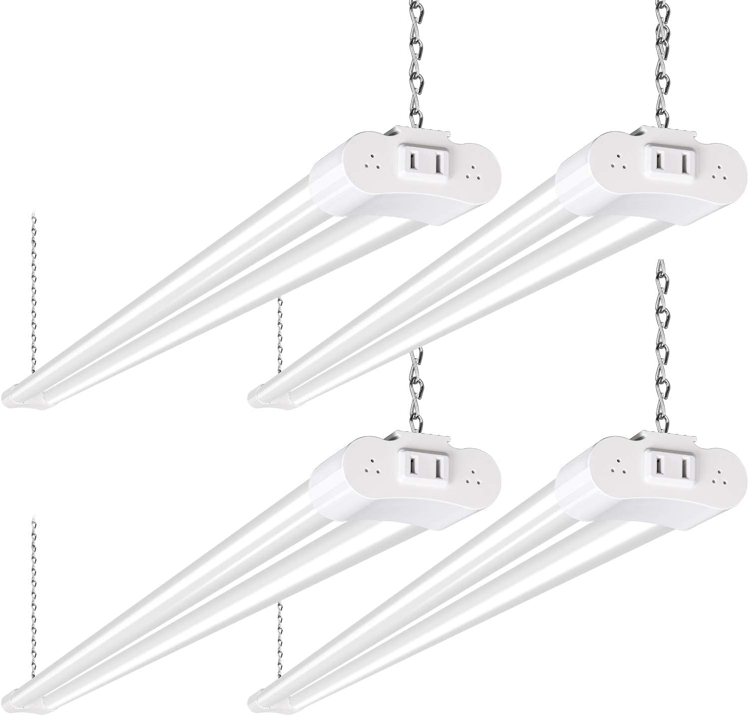 Hykolity 4 Pack 4Ft Led Shop Light Linkable  4400Lm  42W(250W Equivalent)  5000K Utility Shop Lights  Hanging Or Flush Mount  With Power Cord And On/Off Switch -Like New
