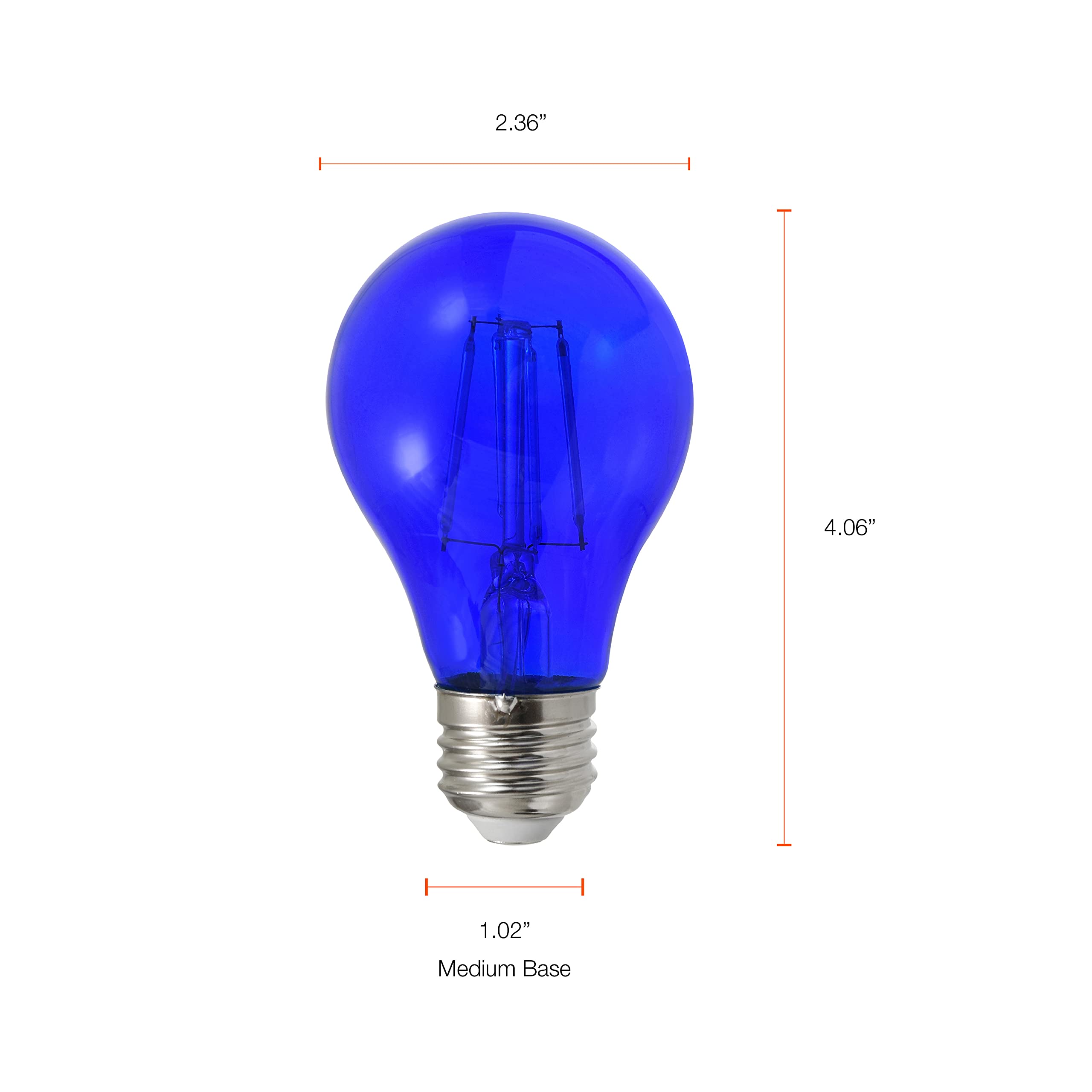 Sylvania Led Blue Glass Filament A19 Light Bulb, Efficient 4.5W, 40W Equivalent, Dimmable, E26 Medium Base - 1 Pack (40304)