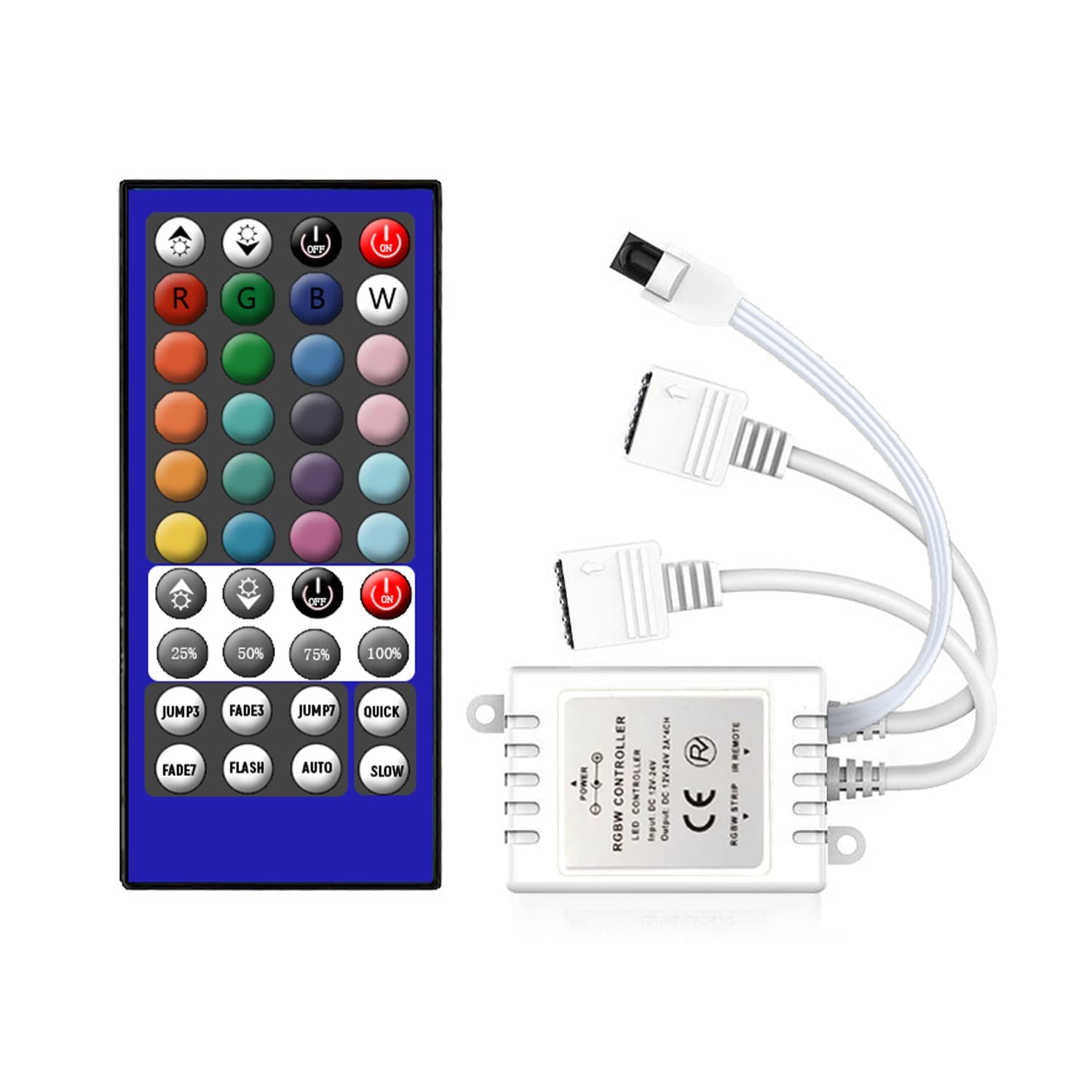 Arotelicht RGBW LED Controller, 40 Key IR Remote, for 5 Pin RGBW LED Strip, Model TD3C002, 12V-24V, Plastic