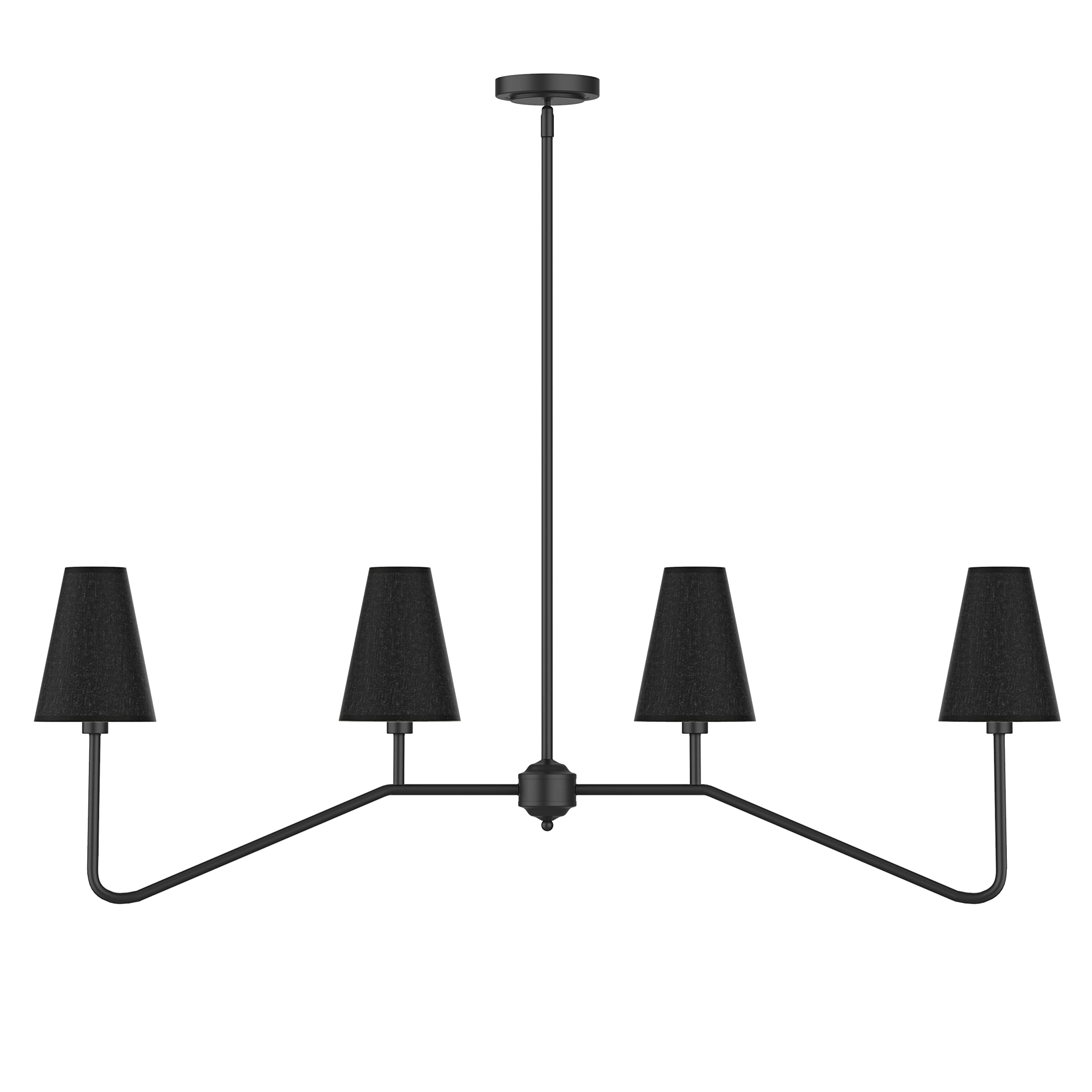 Electro Bp;47'' W 4-Light Linear Kitchen Island Lighting Fixture Classic Chandeliers Matt Black With Black Linen Shades 160W