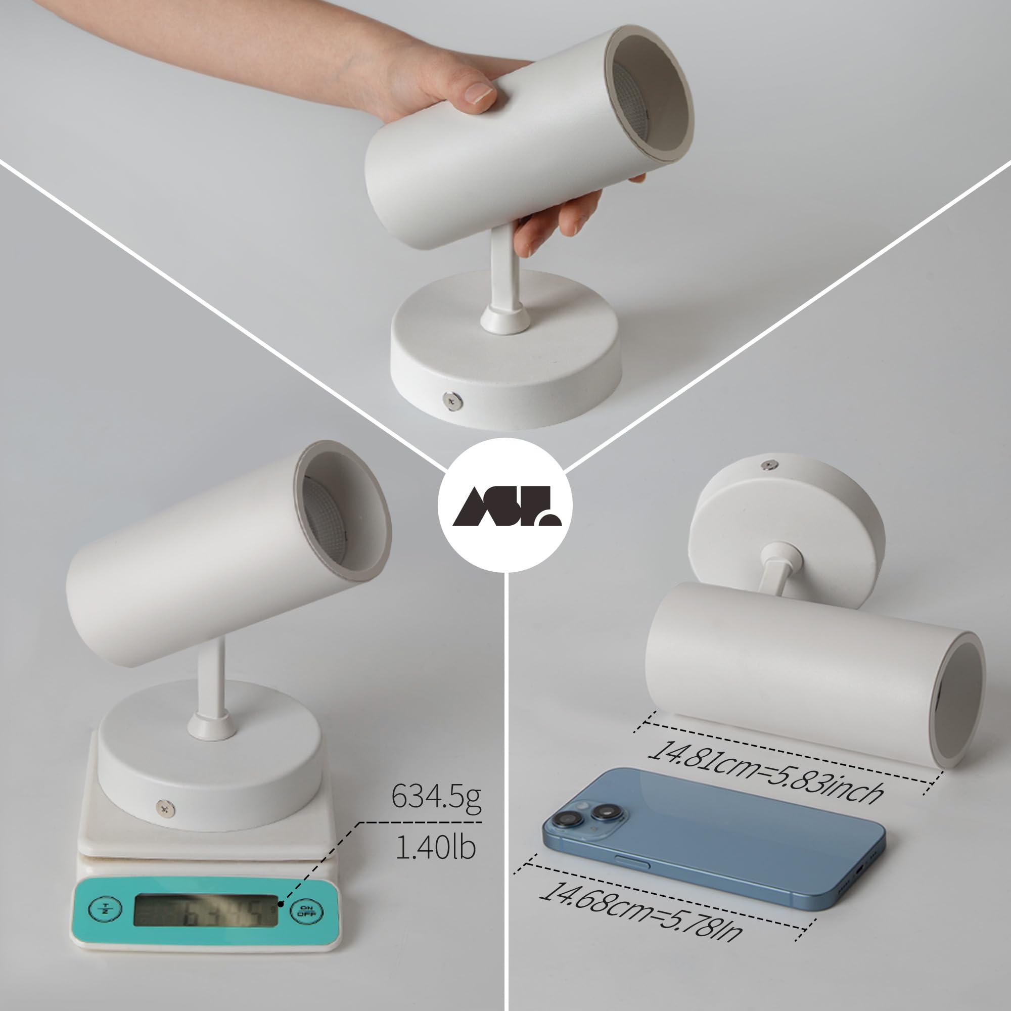 Aisilan 2 Pack 9W Dimmable Led Spotlight, Adjustable Angle Ceiling Light, Warm White 3000K