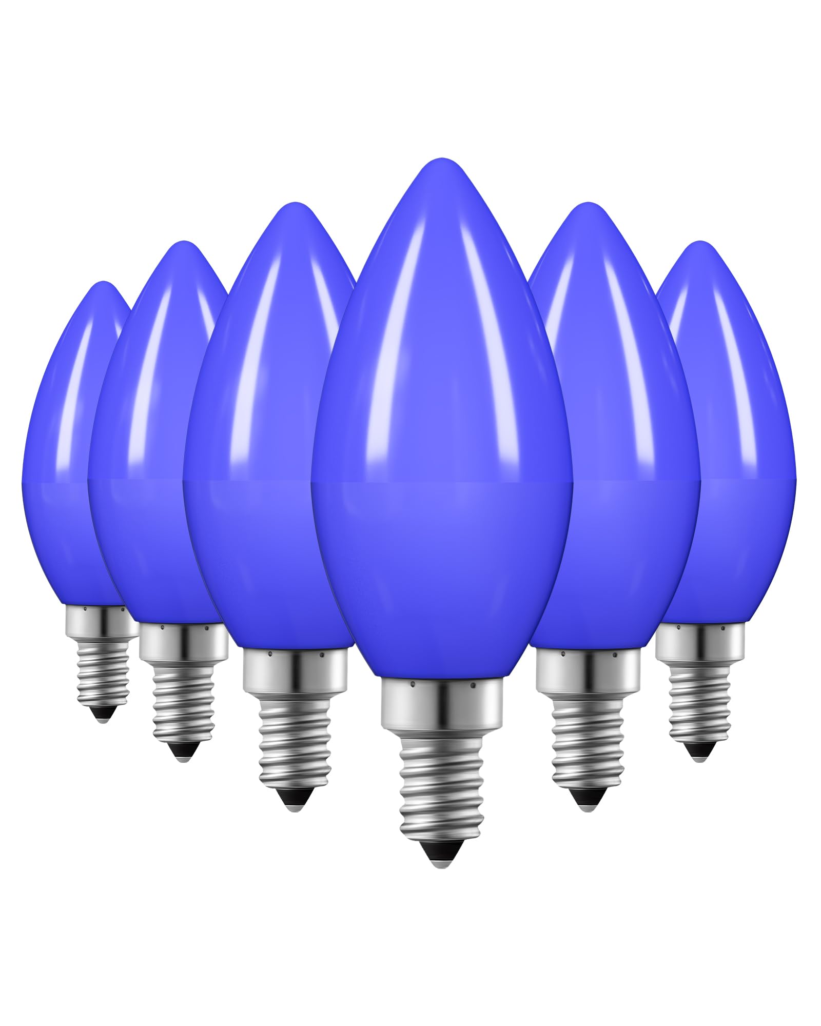 EDISHINE C35 Blue Dimmable LED Light Bulbs, E12 Candelabra, 60W Equivalent, Vintage Decorative Lighting, 6 Pack