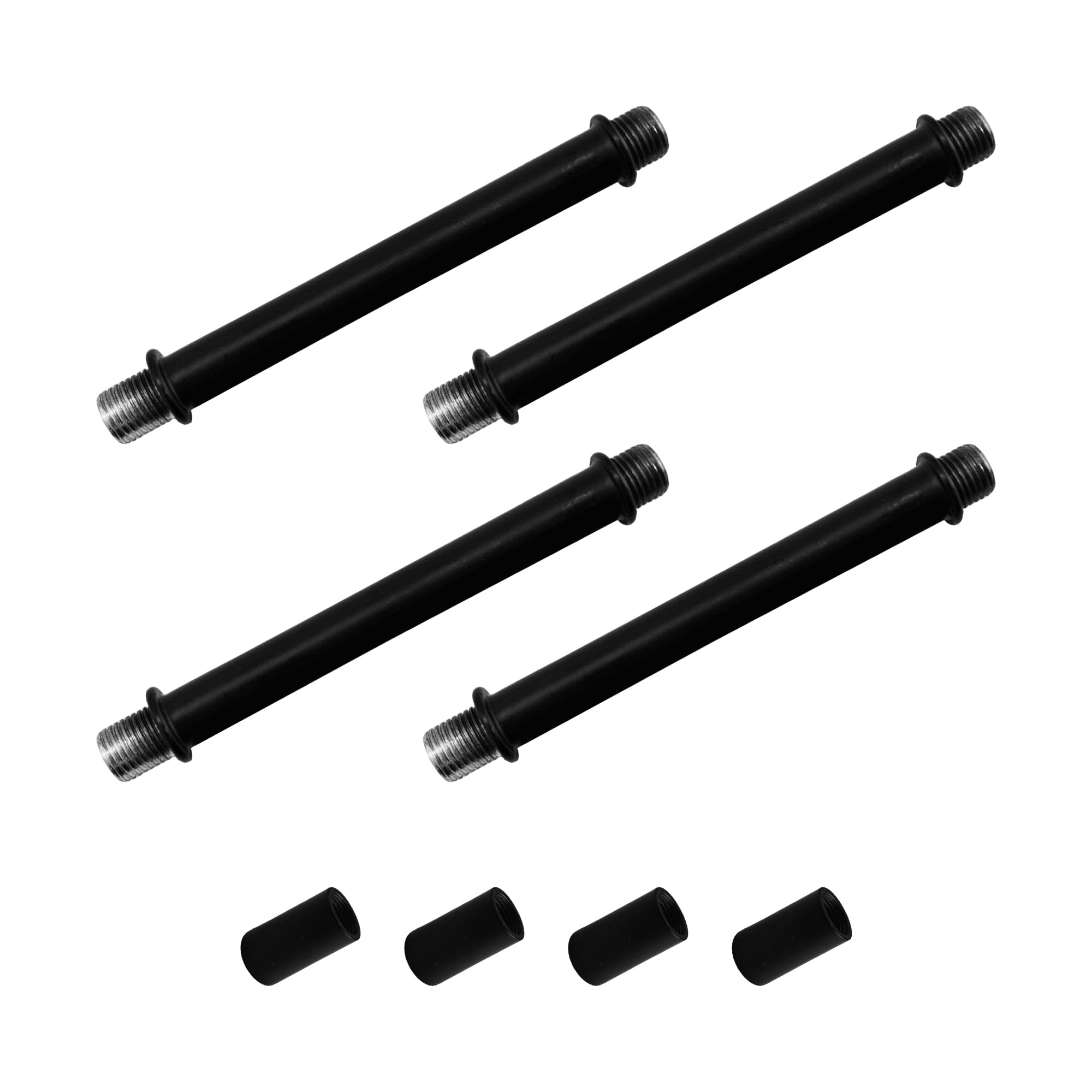 Auxbc 4” Straight Pipe Lamp Stem Kit - M10 Double End Threaded Rods For Diy Floor & Table Lamps - Black Lamp Parts Replacement