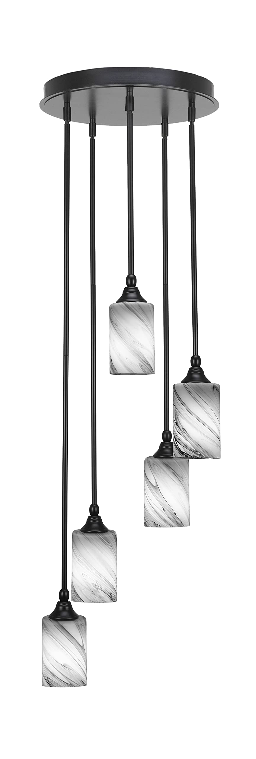 Empire 5 Light Cluster Pendalier in Matte Black Finish (2145-MB-3009)