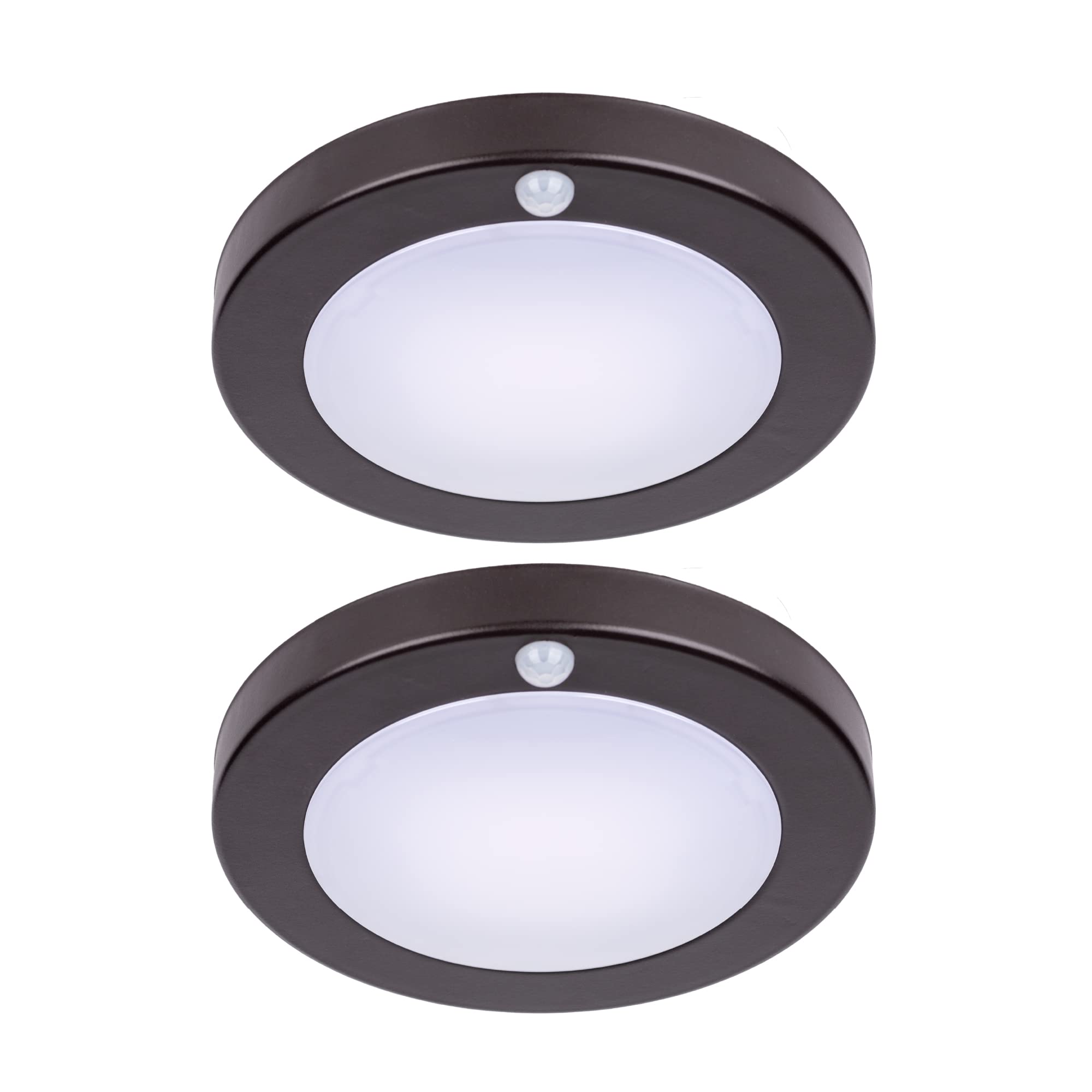 LIT-PaTH LED Flush Mount Ceiling Light with Motion Sensor, 10.5W, 700 Lumen, 2-Pack, Bronze Finish, Model LT-FMS00650K-BR
