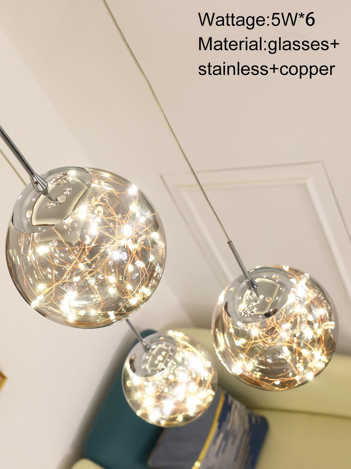 Kaucqi Long Chandeliers For High Ceilings,Modern Crystal Pendant Light,Raindrop Drop Lamp,Hanging Flush Mount Lighting Fixtures
