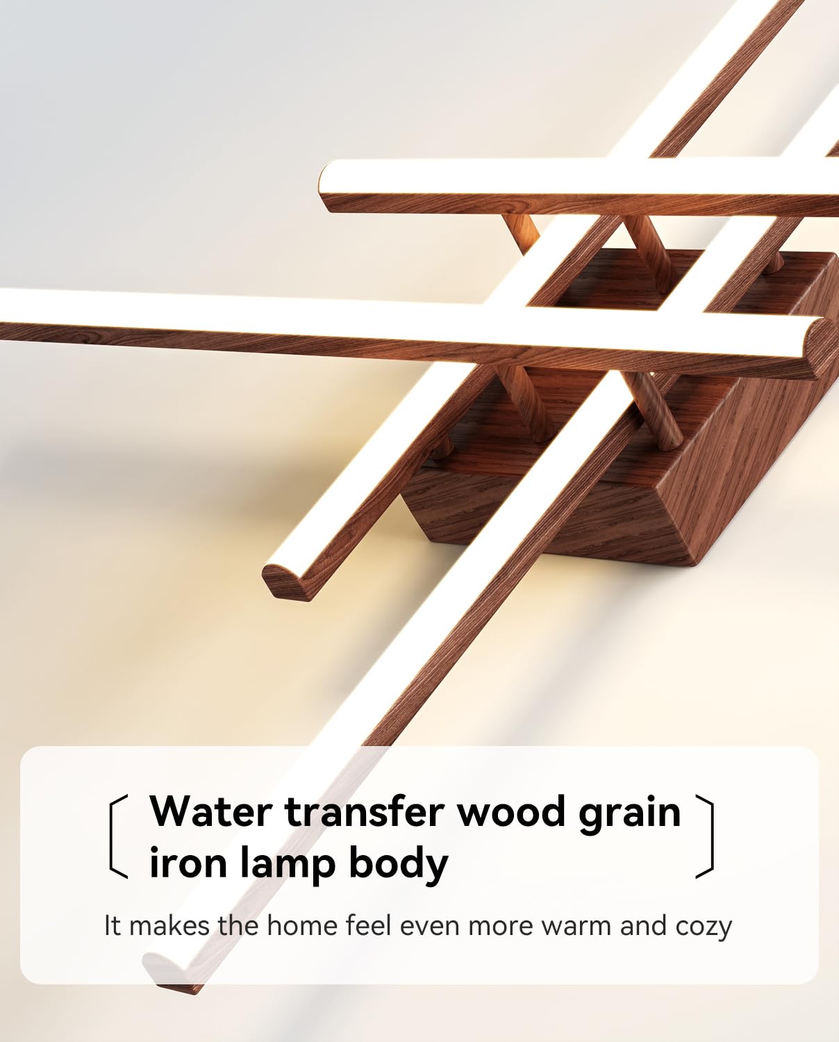 JFHTNFJ Modern Sputnik Ceiling Light Fixture LED Dimmable with Remote Control 4-Light Wood Color Chandelier for Bedroom, Kitchen, Living Room