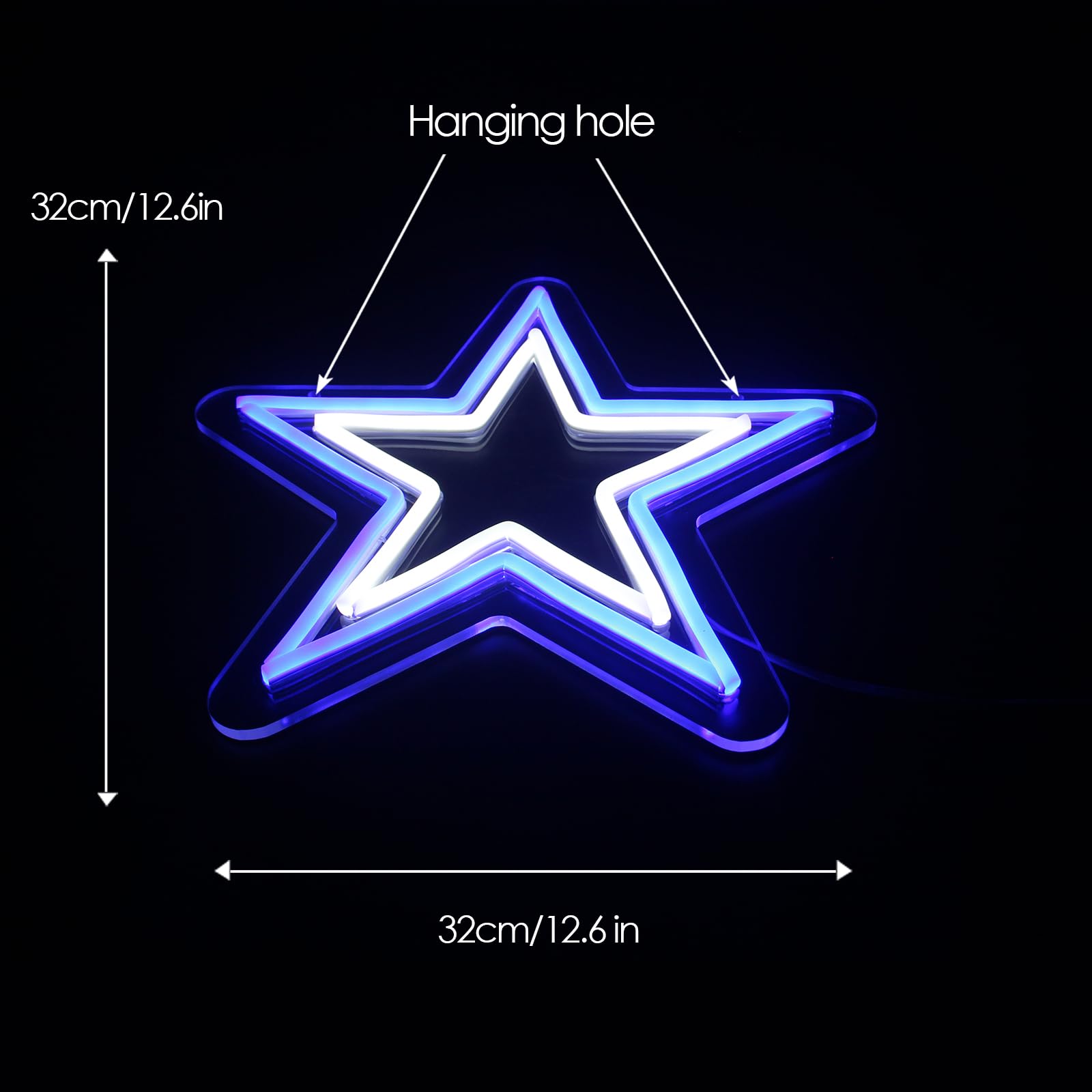 Zhujianqiang Dallas Cowboy Neon Sign LED Light, 12.8inx12in, Blue & White, Game Room Decor, Model ShinyLightz-Star