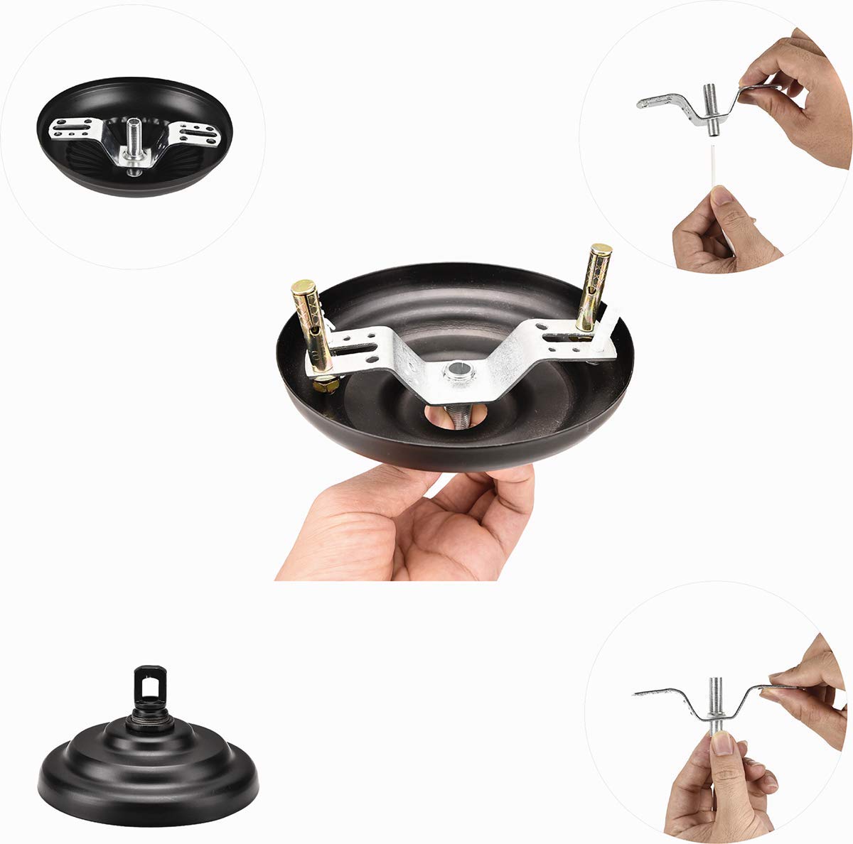S SANGLE SOPFFY Canopy Kit and Pendant Light Fixture, Heavy Duty Iron, 6ft, 60lbs Max Weight, Simple Black, Model canopy kit-001