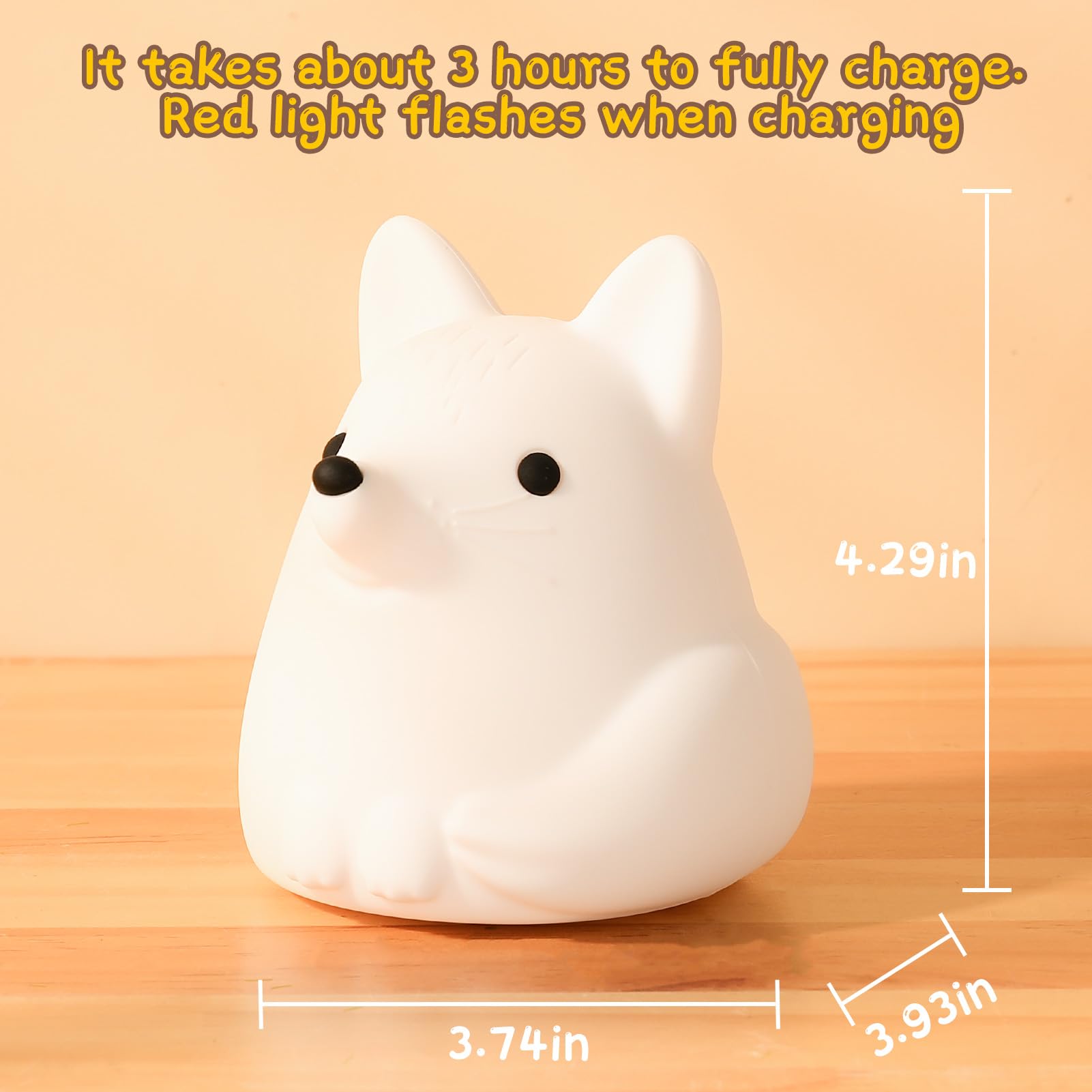 LOVERUIS Night Light for Children, Fox Night Lights 7 Colours Night Light Baby, USB Rechargeable, Cute Lamp Gifts for Babies, Ch