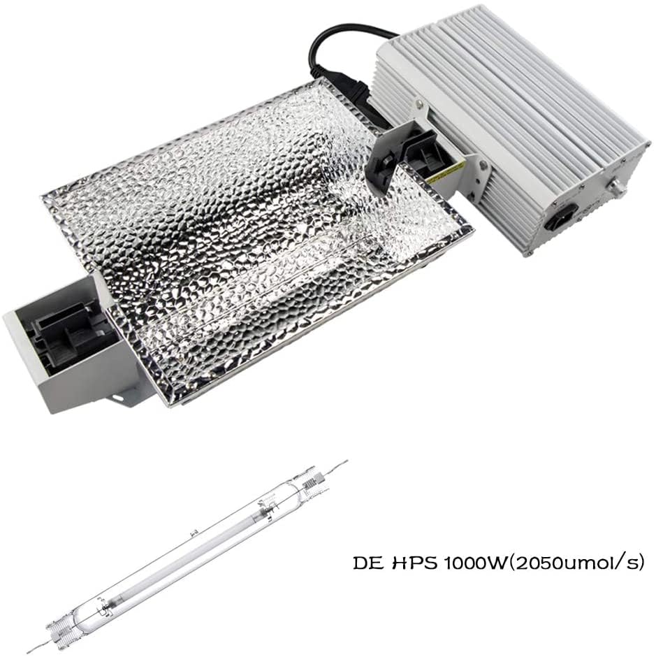 Generic Raylux 1000W DE Grow Light System with Aluminum Reflector, 2100K HPS Bulb, Close with Controller Port, Silver