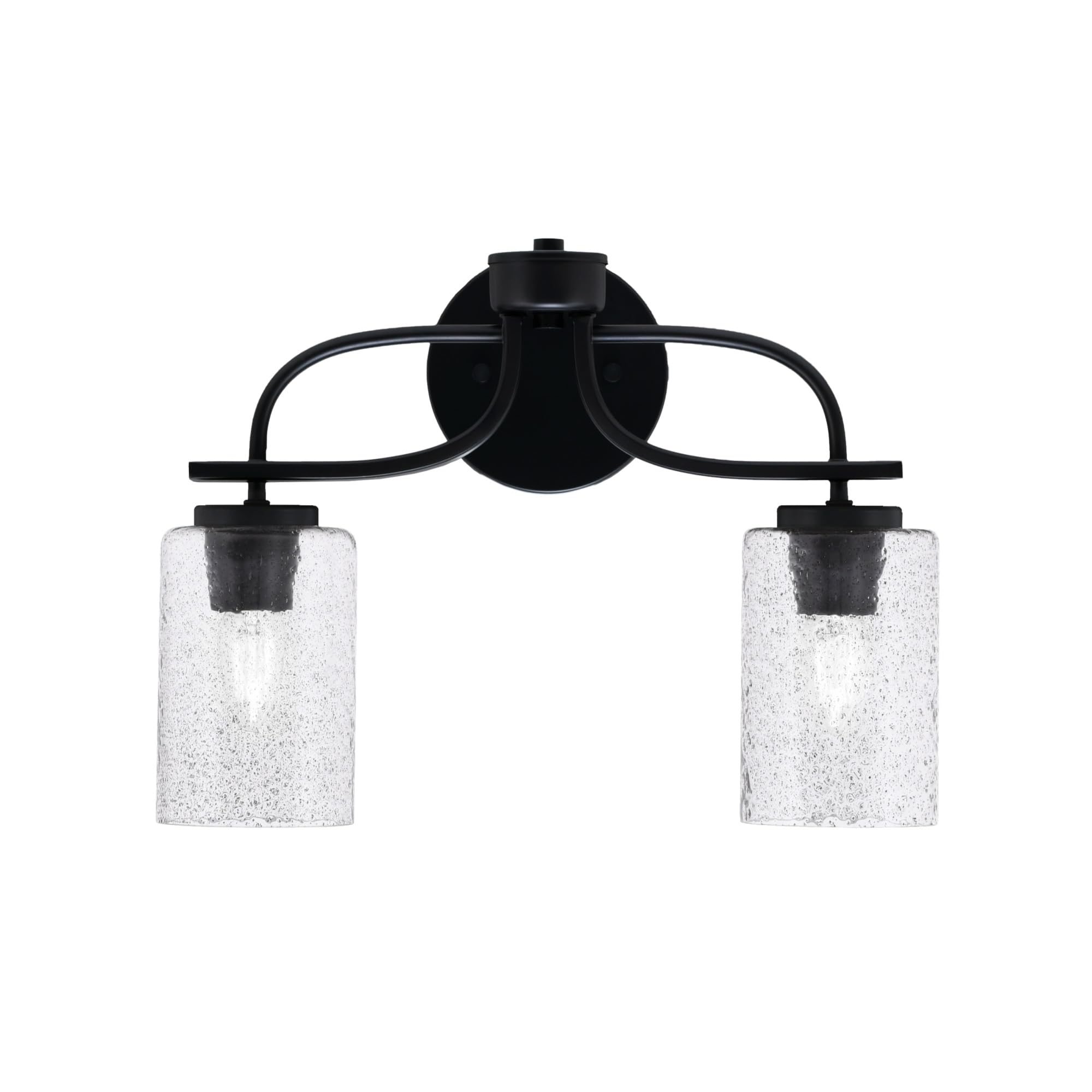 Cavella 2 Light Bath Bar In Matte Black Finish With 4" Smoke Bubble Glass