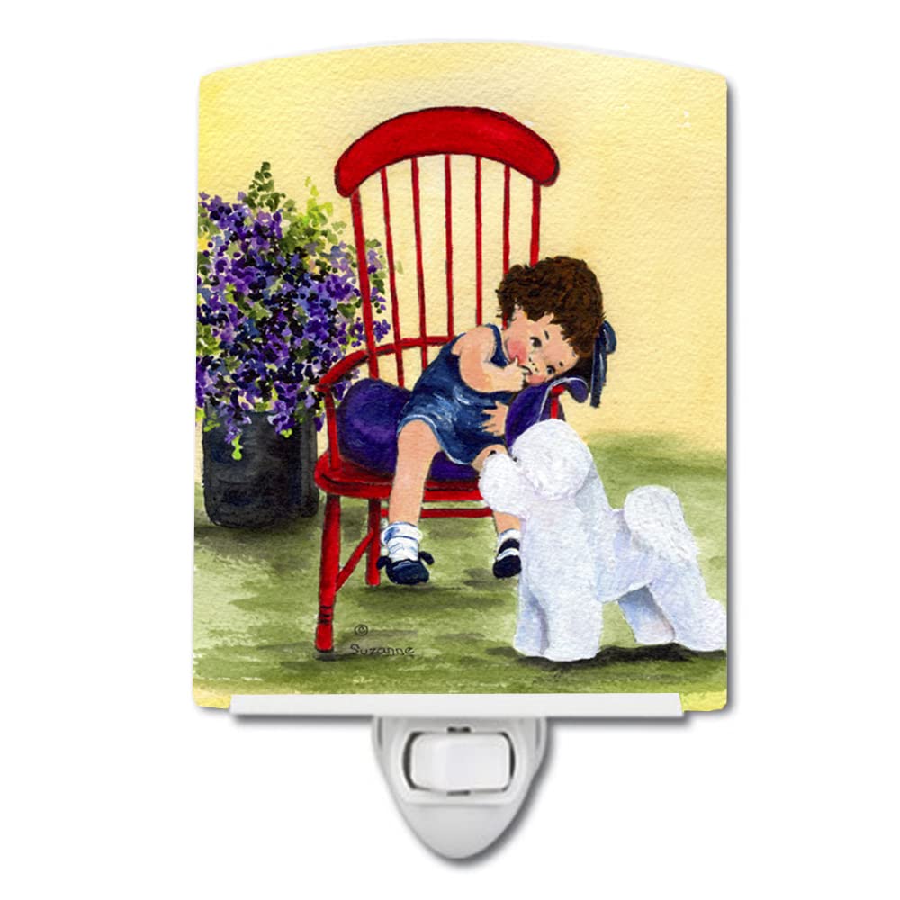 Carolines Treasures Ceramic Night Light, Little Girl with Bichon Frise, 6x4x3 inches, UL-Certified, Multicolor, Model SS8533CNL