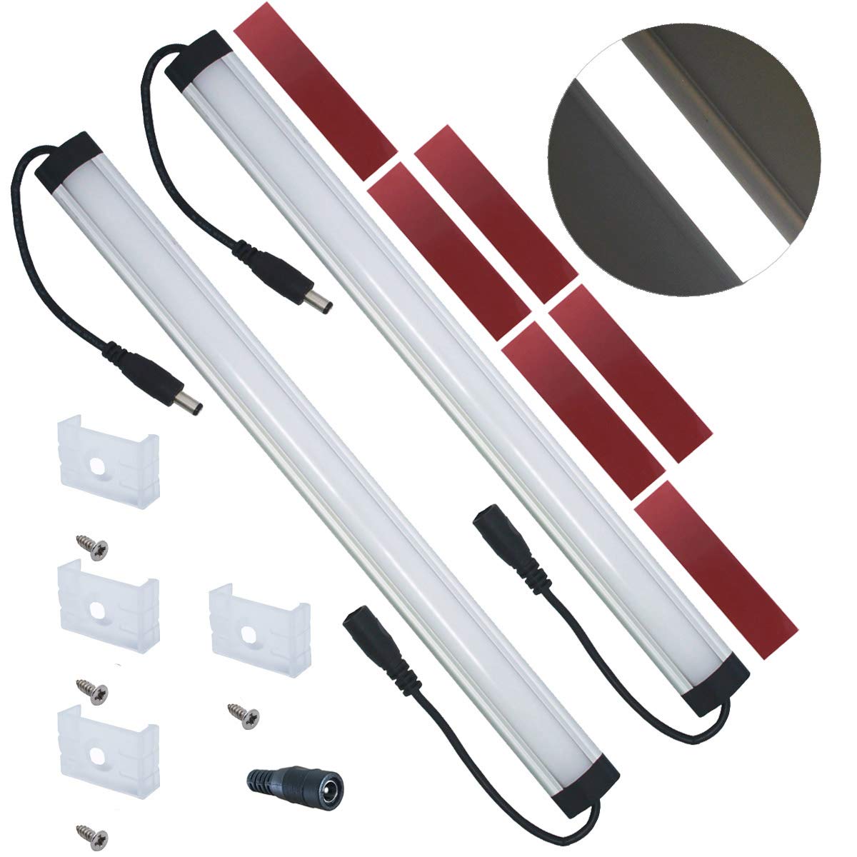 Litever Extra Under Cabinet Lighting Bars,12Vdc, 5000K Daylight White, With Mounting Clips, Screws, Self-Adhesive Pads. Compatib