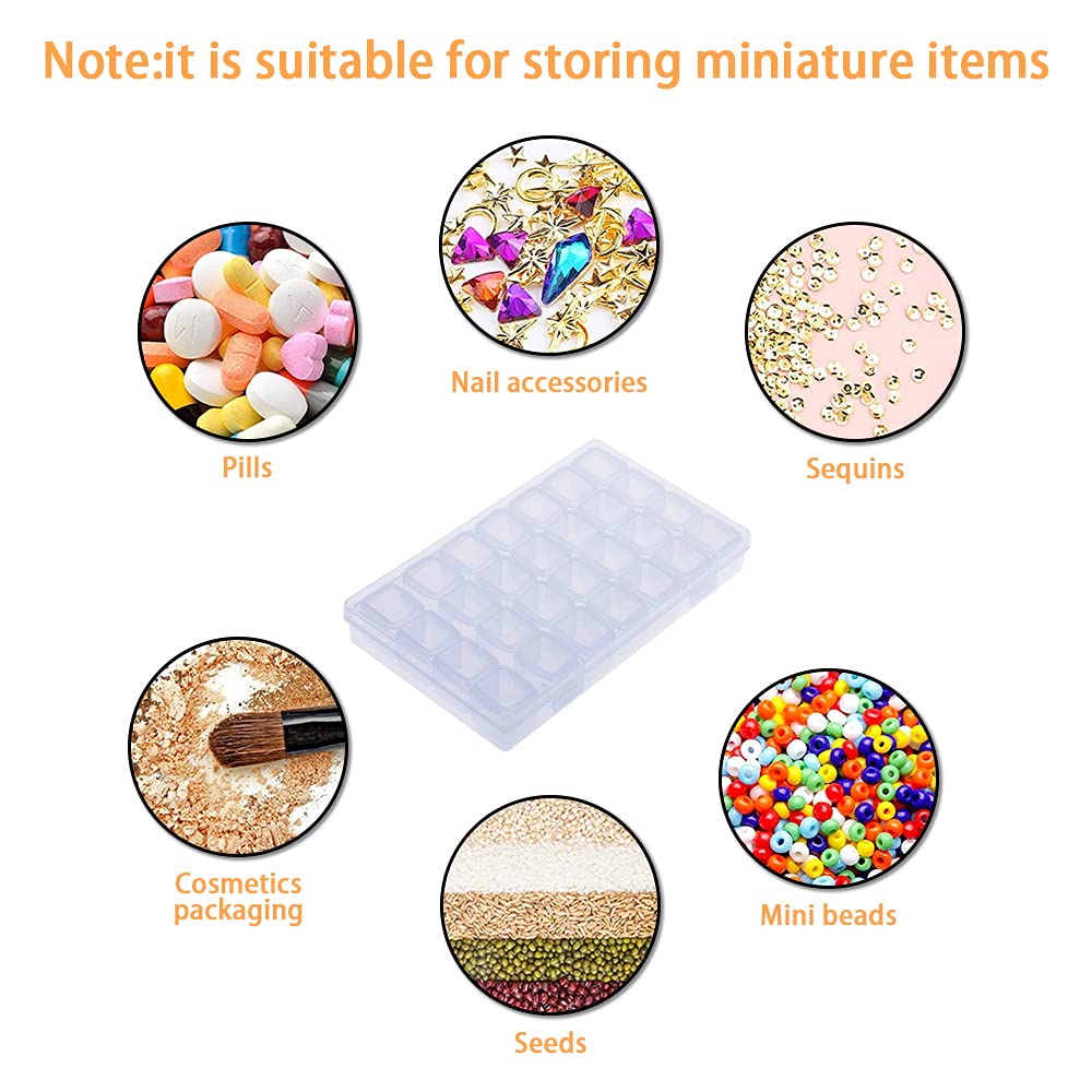 Diamond Embroidery Box, Fome 3 Pack Clear Diamond Painting Storage Box Containers Each With 28 Mini Compartments Grids Mosaic Ki