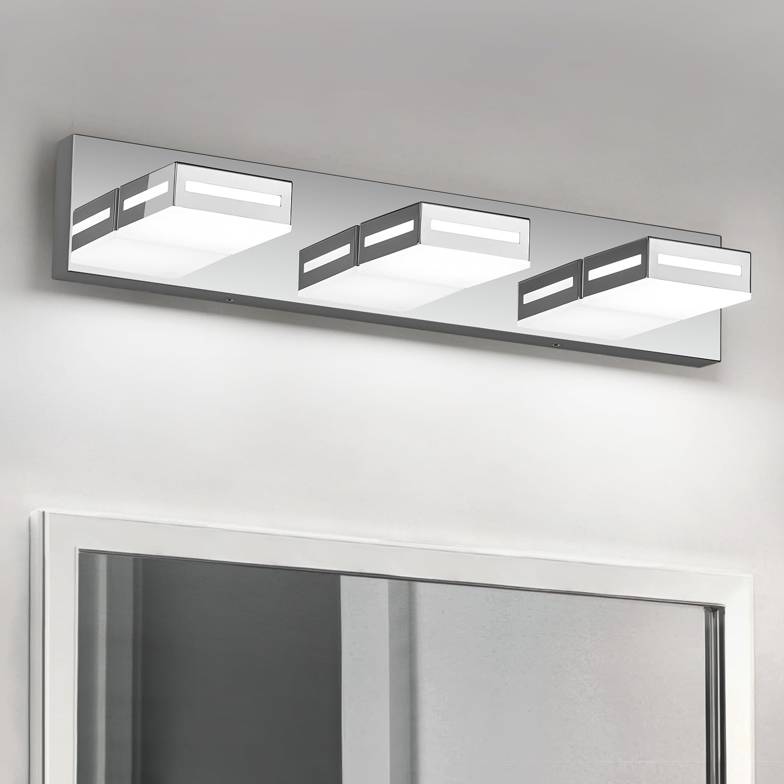 Donrao 24-Inch 3-Light Led Modern Chrome Bathroom Vanity Light Fixtures Over Mirror  Bathroom Lighting Fixtures With Cool White 6000K  Rotatable Vanity Wall Lights For Bath Restroom Powder Room