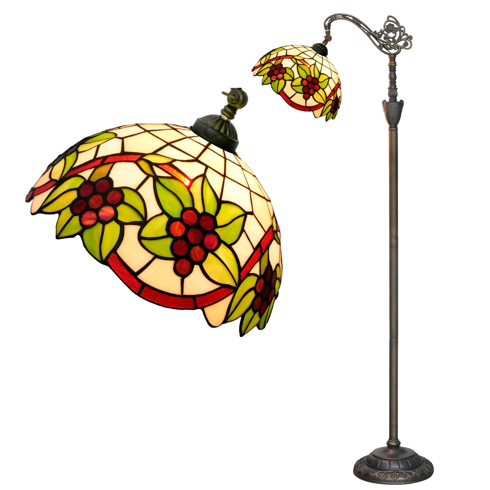 Tiffany Floor Lamp 12 Inch Stained Glass Orange Shrimp Tiffany Style Reading Lamp Retro Home Decoraton Comfortable And Relaxing 
