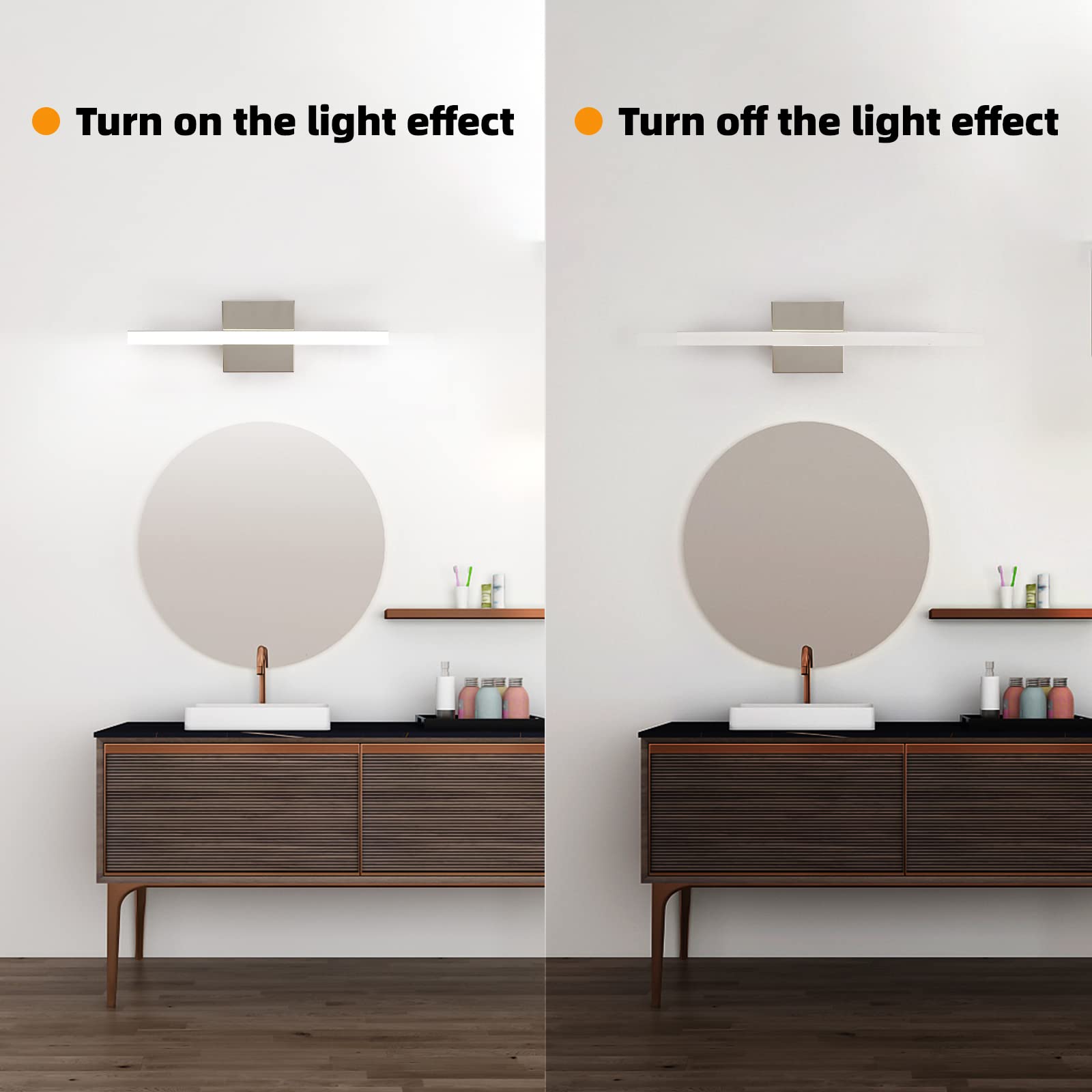 Kinyota Modern Led Vanity Lights For Bathroom 1 Pack 16In 9W Daylight White Chrome Bathroom Light Fixtures Bathroom Lights Over Mirror Vanity Lighting Fixtures Bathroom Vanity Light